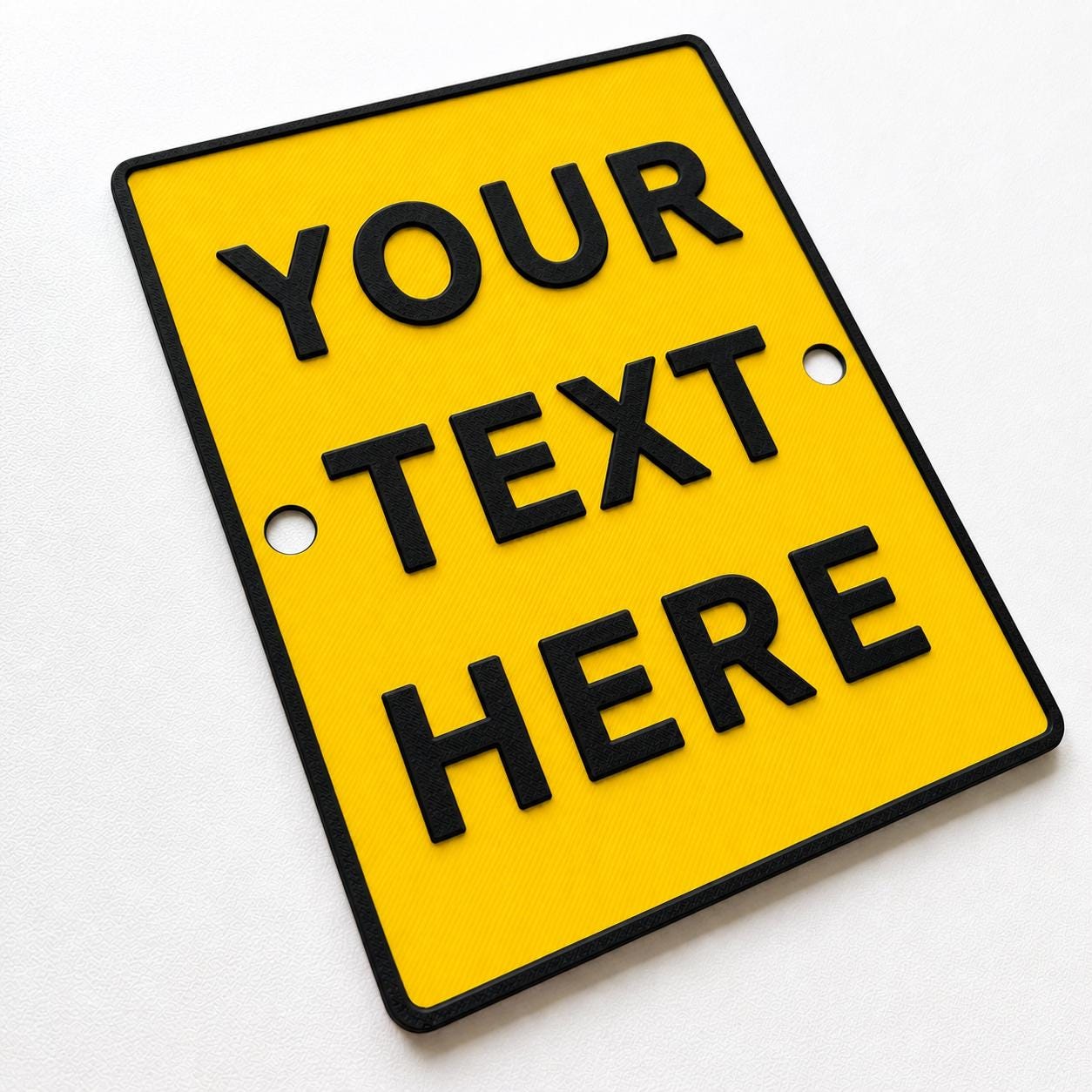 Personalised Your Text Sign – Custom Yellow Warning Caution Notice Plate Plaque