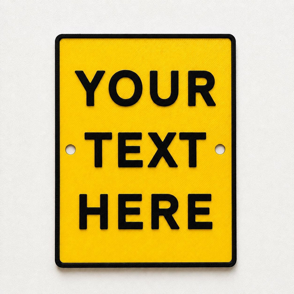 Personalised Your Text Sign – Custom Yellow Warning Caution Notice Plate Plaque