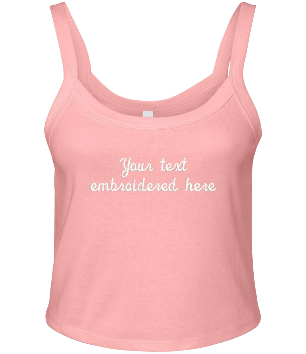 Embroidered Personalised Ladies Spaghetti Strap Tank Top Custom Text Cropped T-Shirt Baby Tee