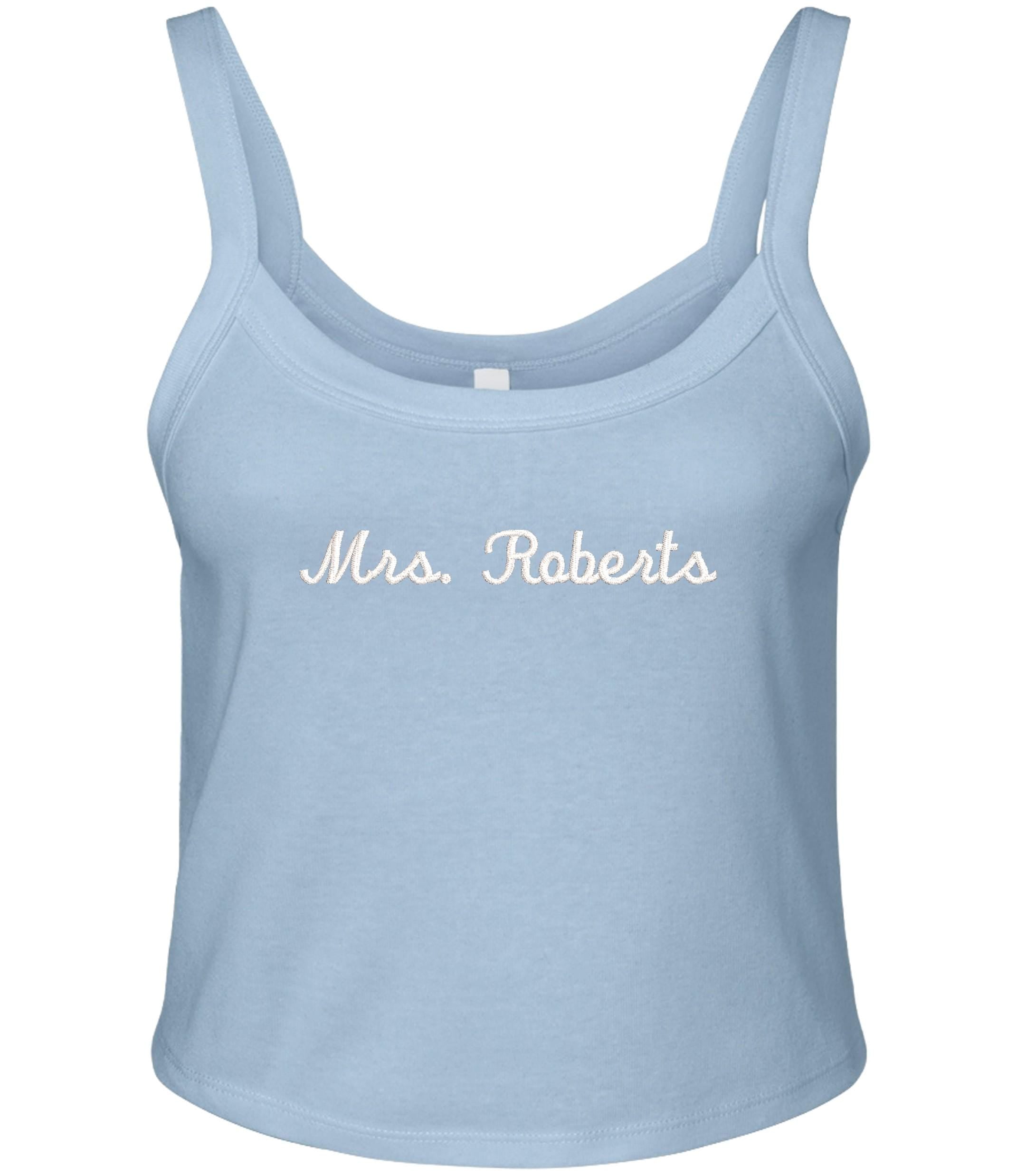 Embroidered Personalised Ladies Strap Tank Top Custom Mrs Name Bride To Be Hen Cropped T-Shirt Baby Tee