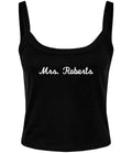 Embroidered Personalised Ladies Strap Tank Top Custom Mrs Name Bride To Be Hen Cropped T-Shirt Baby Tee