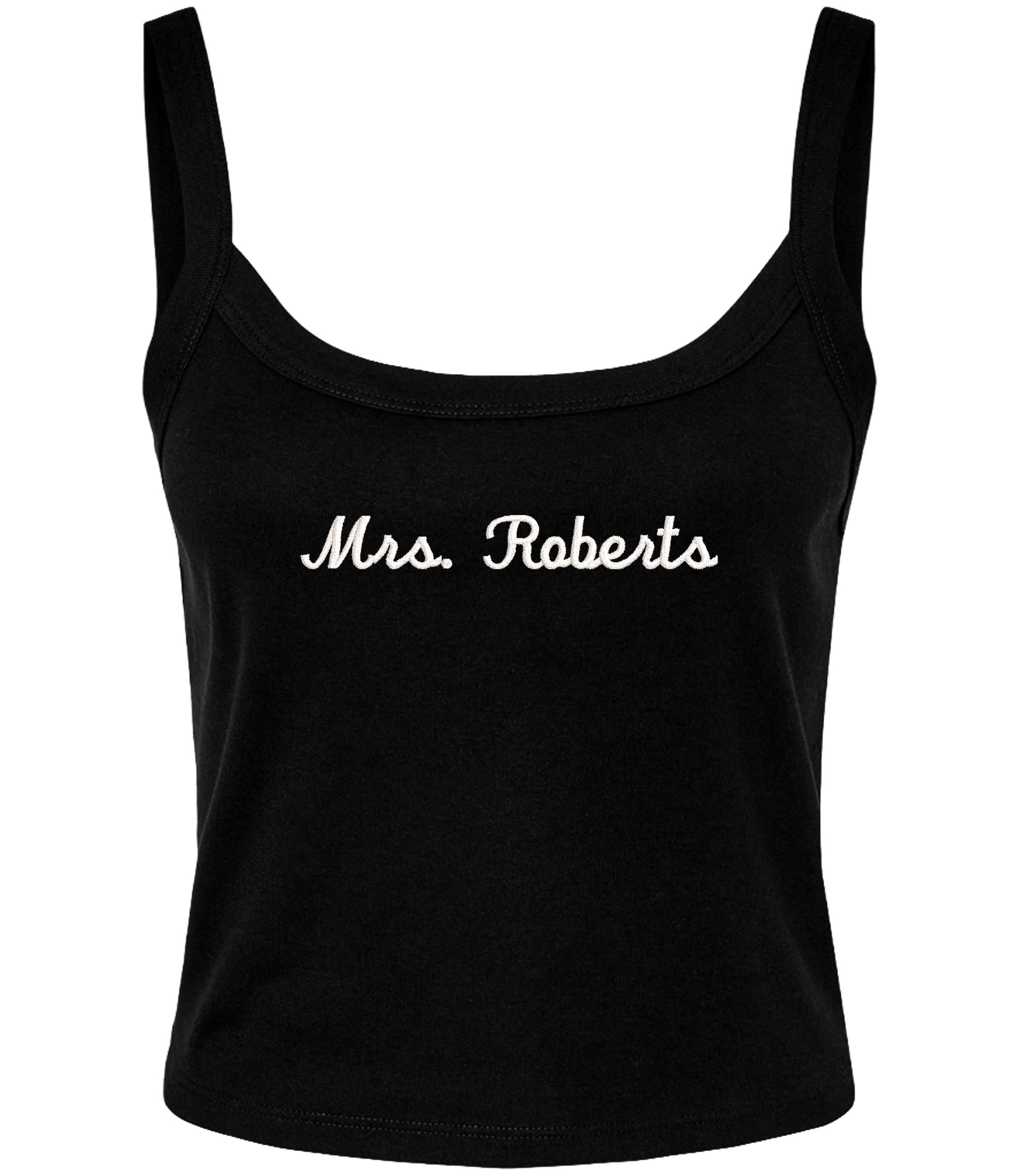 Embroidered Personalised Ladies Strap Tank Top Custom Mrs Name Bride To Be Hen Cropped T-Shirt Baby Tee