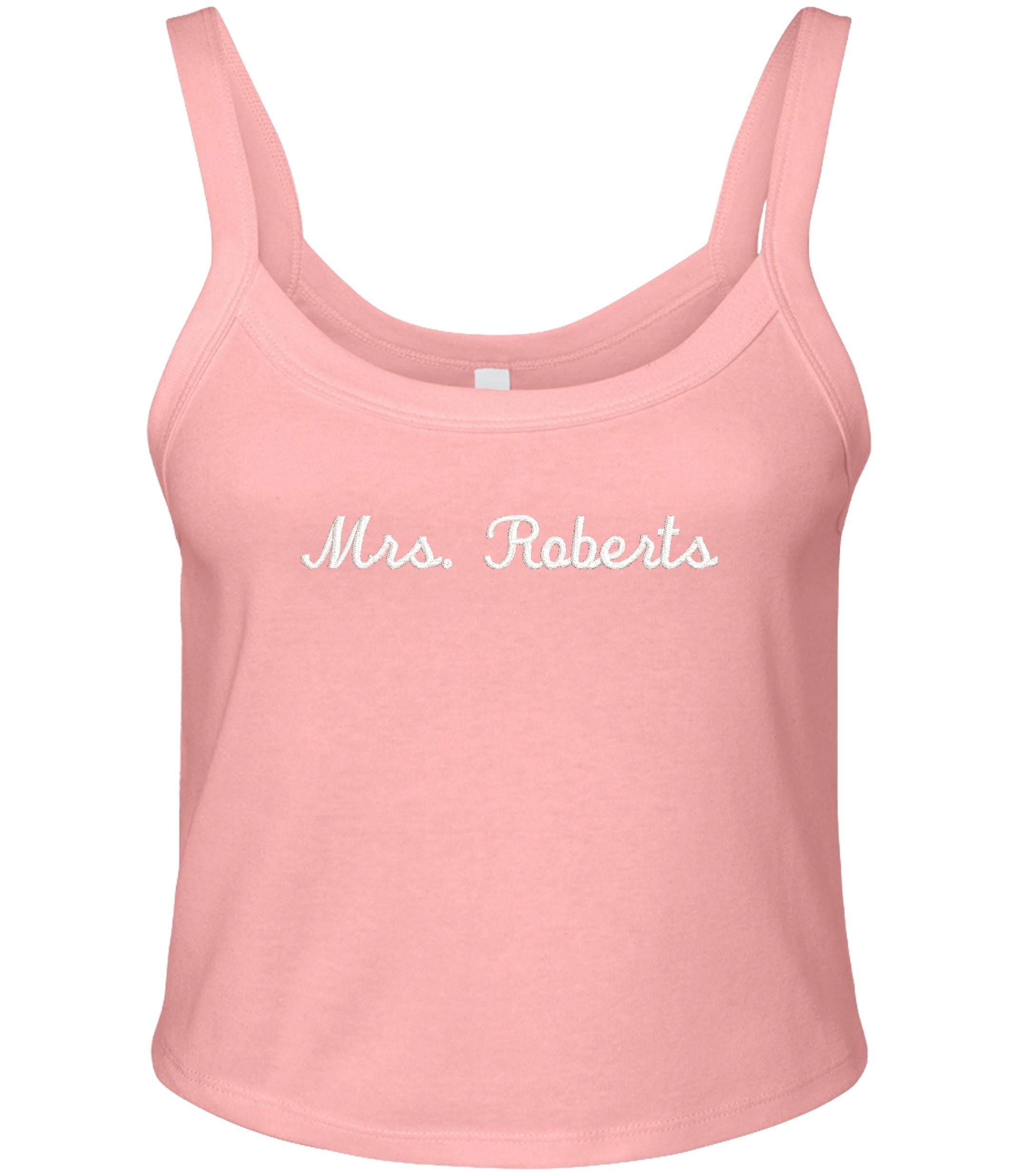 Embroidered Personalised Ladies Strap Tank Top Custom Mrs Name Bride To Be Hen Cropped T-Shirt Baby Tee