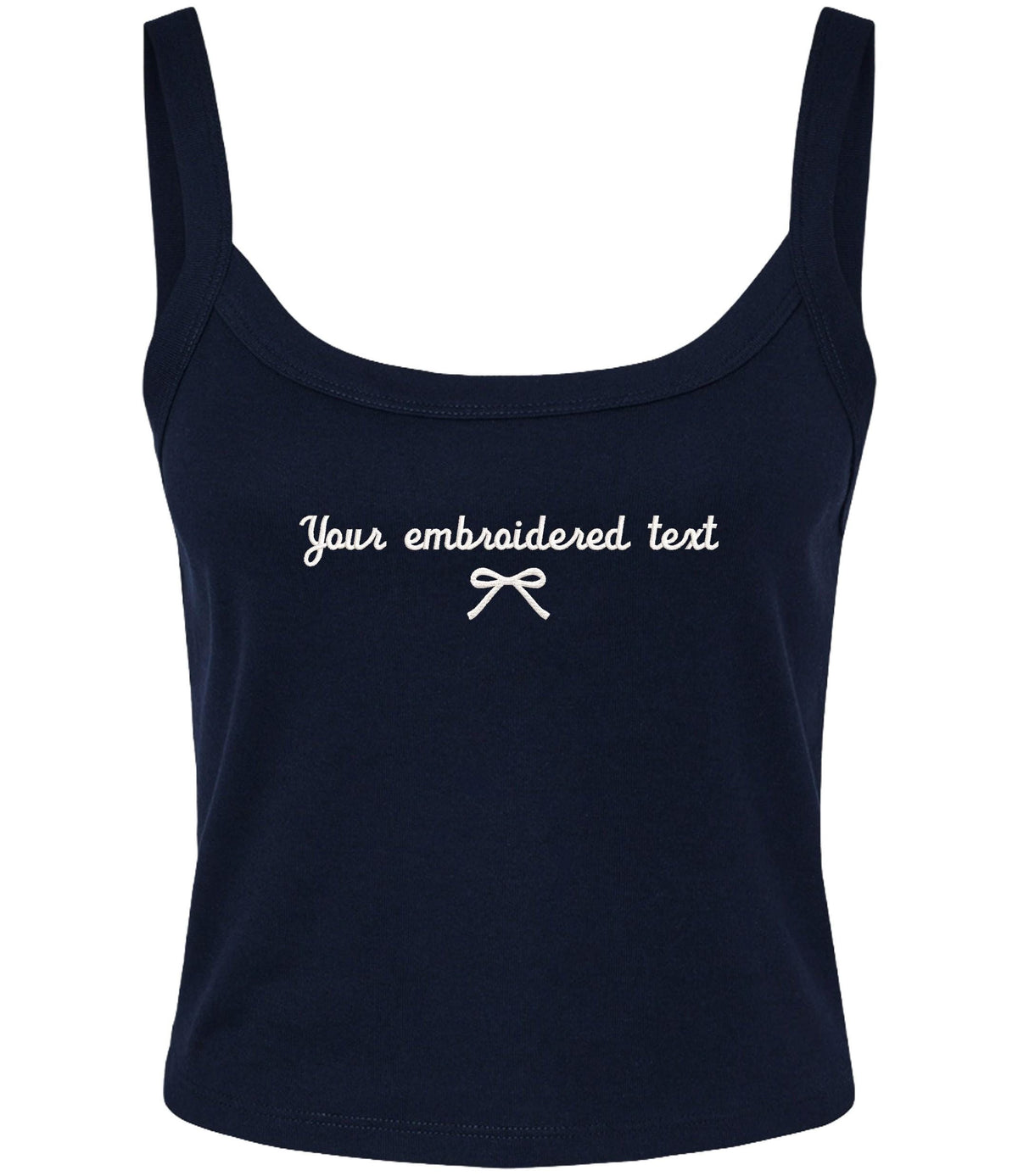 Embroidered Personalised Ladies Spaghetti Strap Tank Top Custom Text Cropped T-Shirt Baby Tee