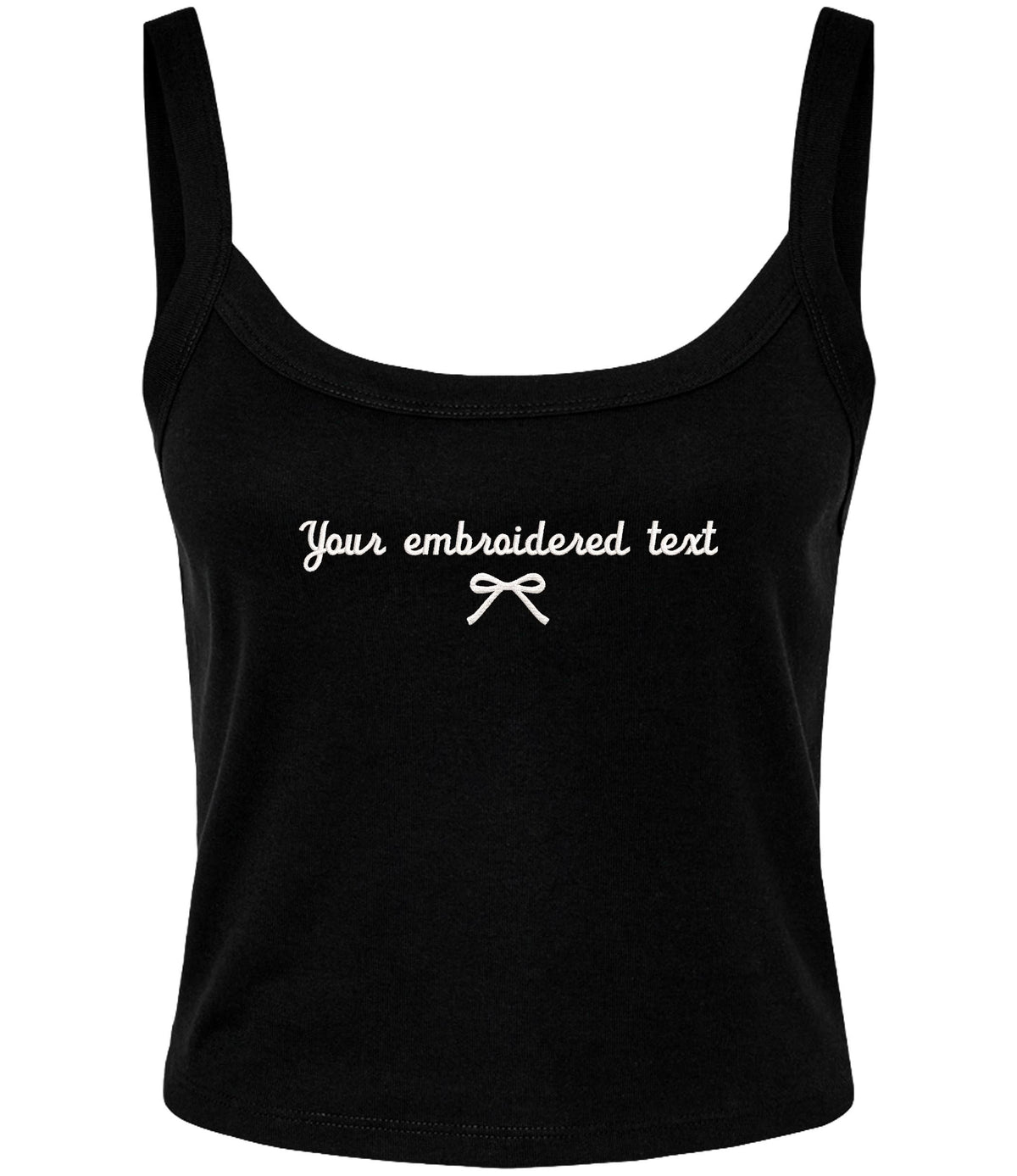 Embroidered Personalised Ladies Spaghetti Strap Tank Top Custom Text Cropped T-Shirt Baby Tee