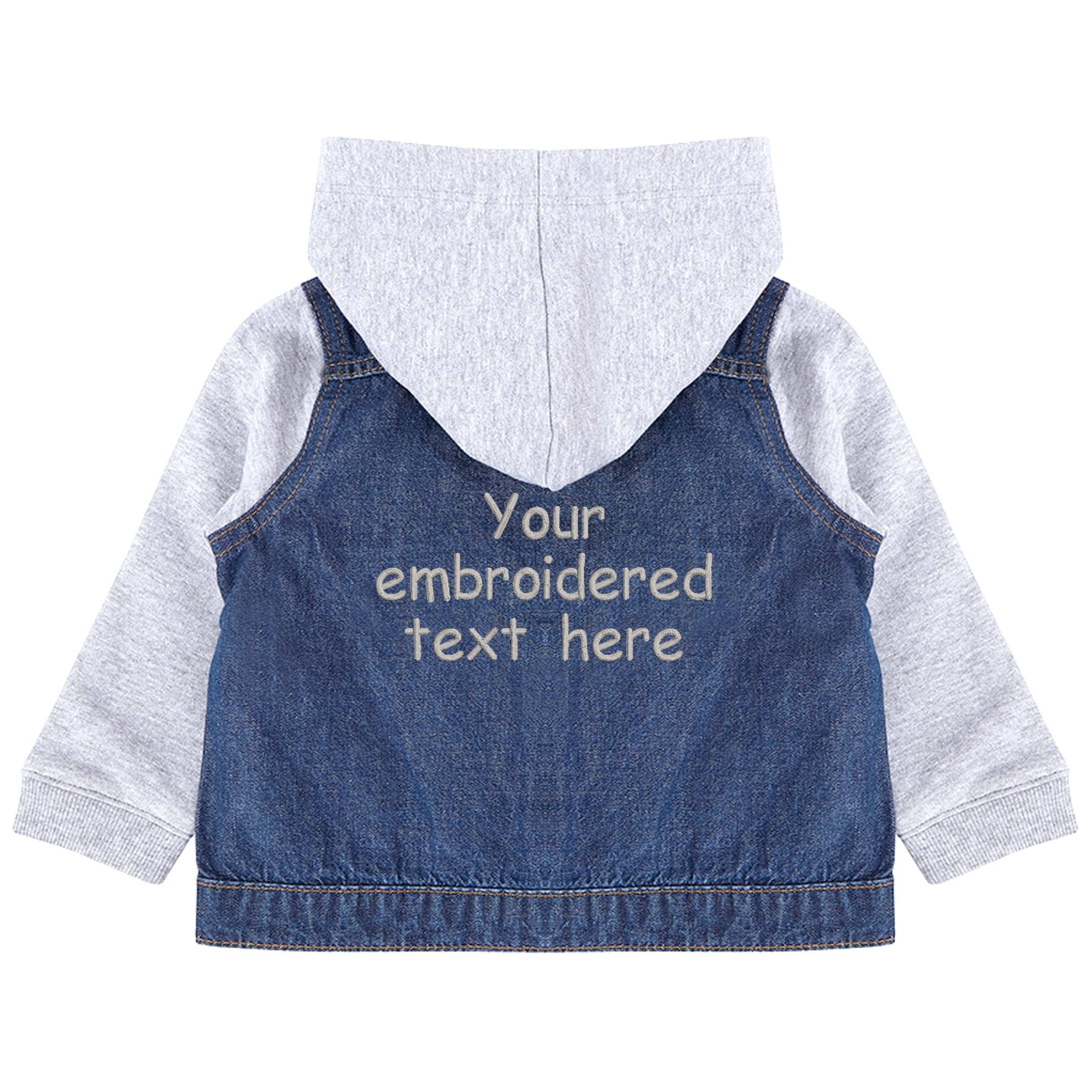 Embroidered Personalised Toddler & Kids Denim Jacket Boys Girls Your Text Name
