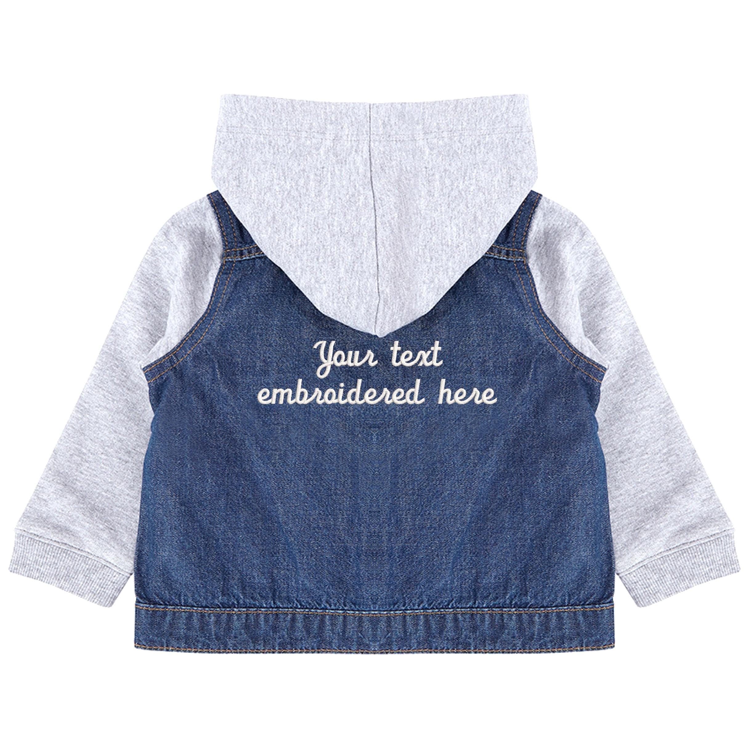 Embroidered Personalised Toddler & Kids Denim Jacket Boys Girls Your Text Name
