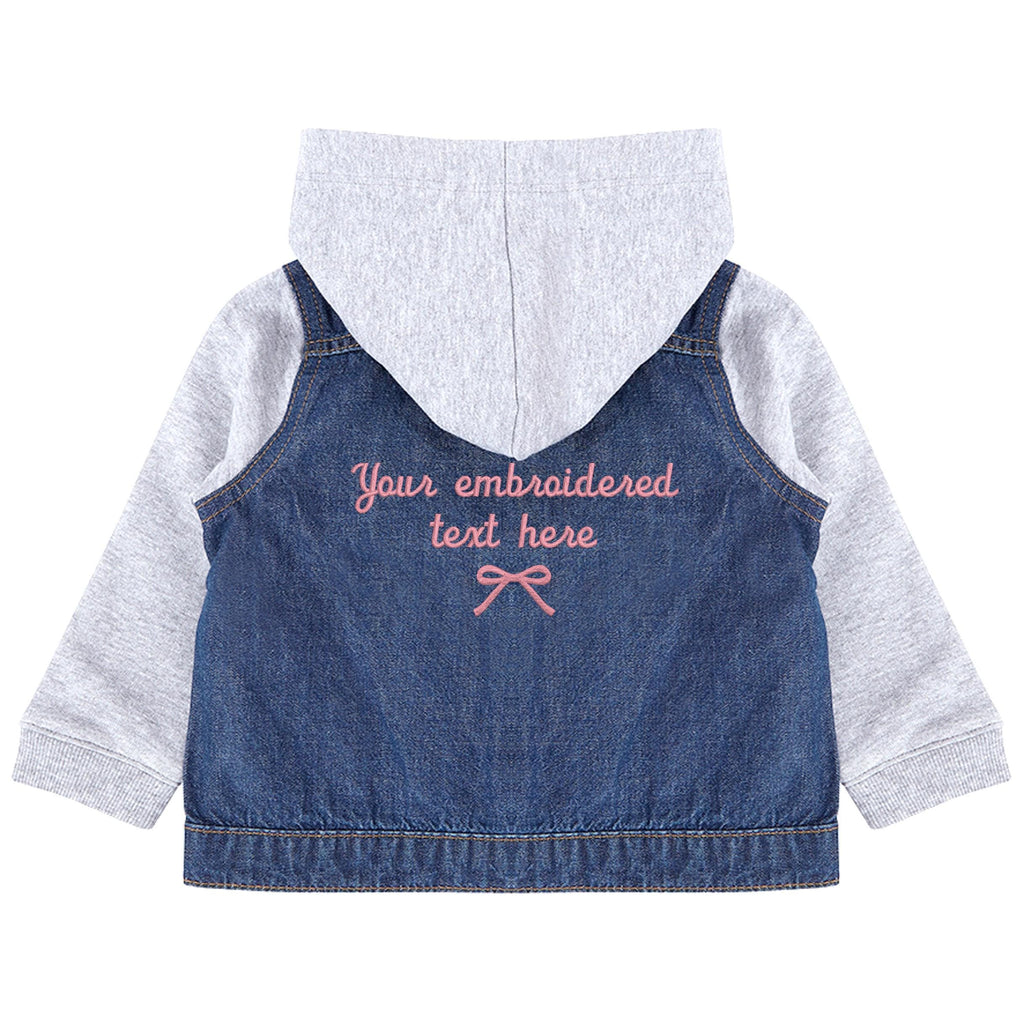 Embroidered Personalised Toddler & Kids Denim Jacket Girls Pink Your Text Name