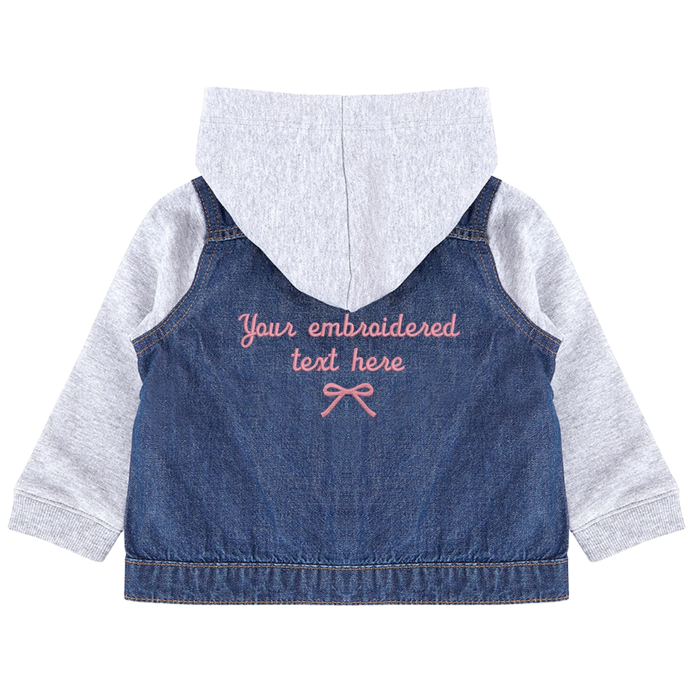 Embroidered Personalised Toddler & Kids Denim Jacket Girls Pink Your Text Name