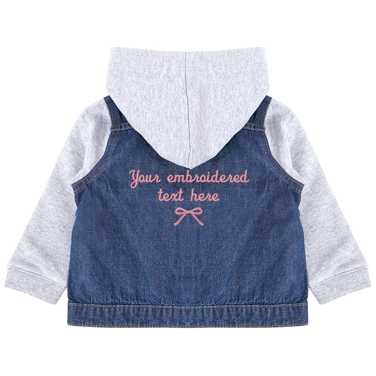Embroidered Personalised Toddler & Kids Denim Jacket Girls Pink Your Text Name