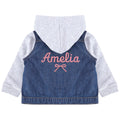 Embroidered Personalised Toddler & Kids Denim Jacket Girls Pink Your Text Name