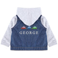 Embroidered Personalised Name Toddler & Kids Denim Jacket Boys Cars Vehicles