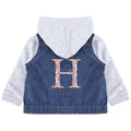 Embroidered Personalised Pink Floral Initial Girls Toddler & Kids Denim Jacket