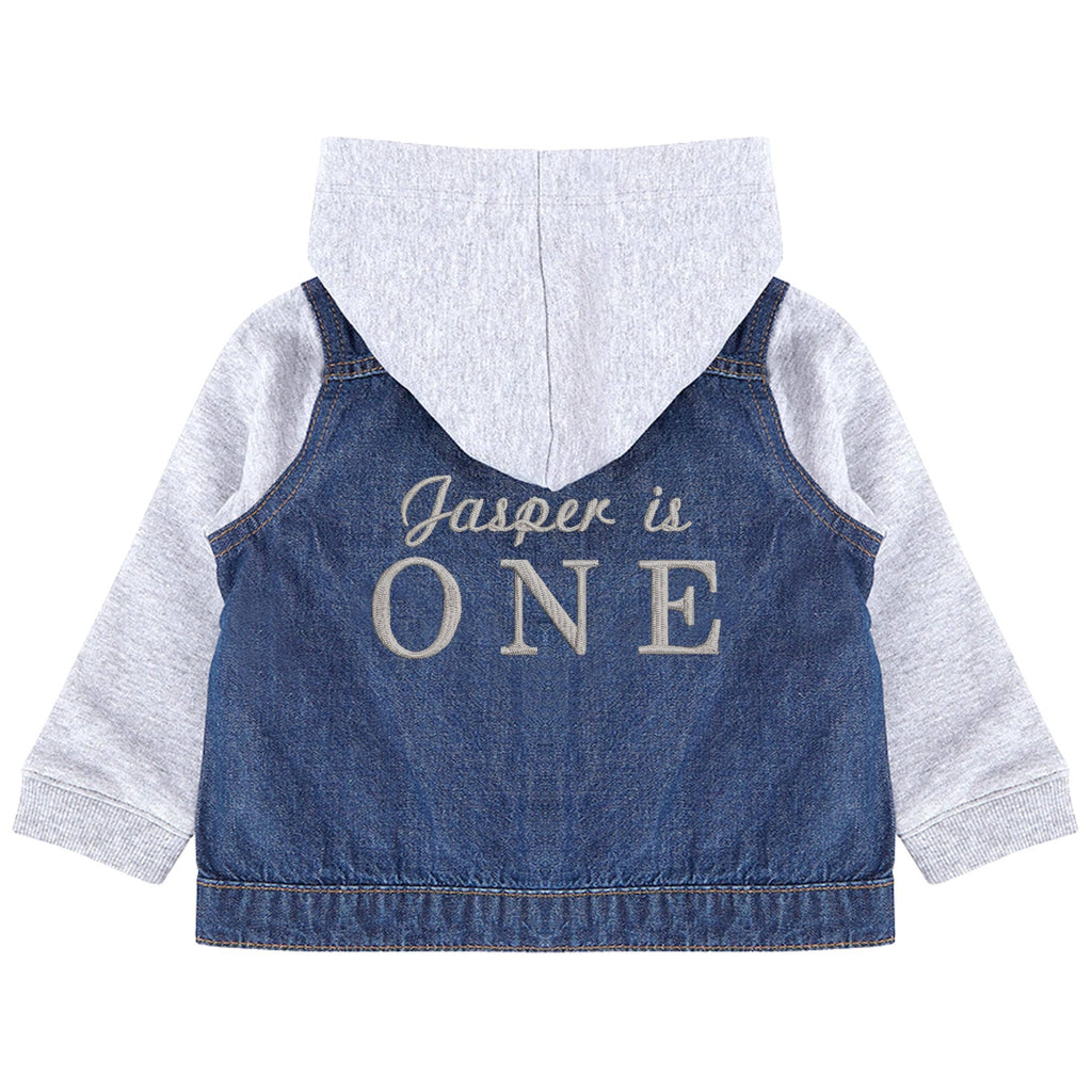 Embroidered Personalised Name Age Toddler & Kids Denim Jacket 1st Birthday Gift