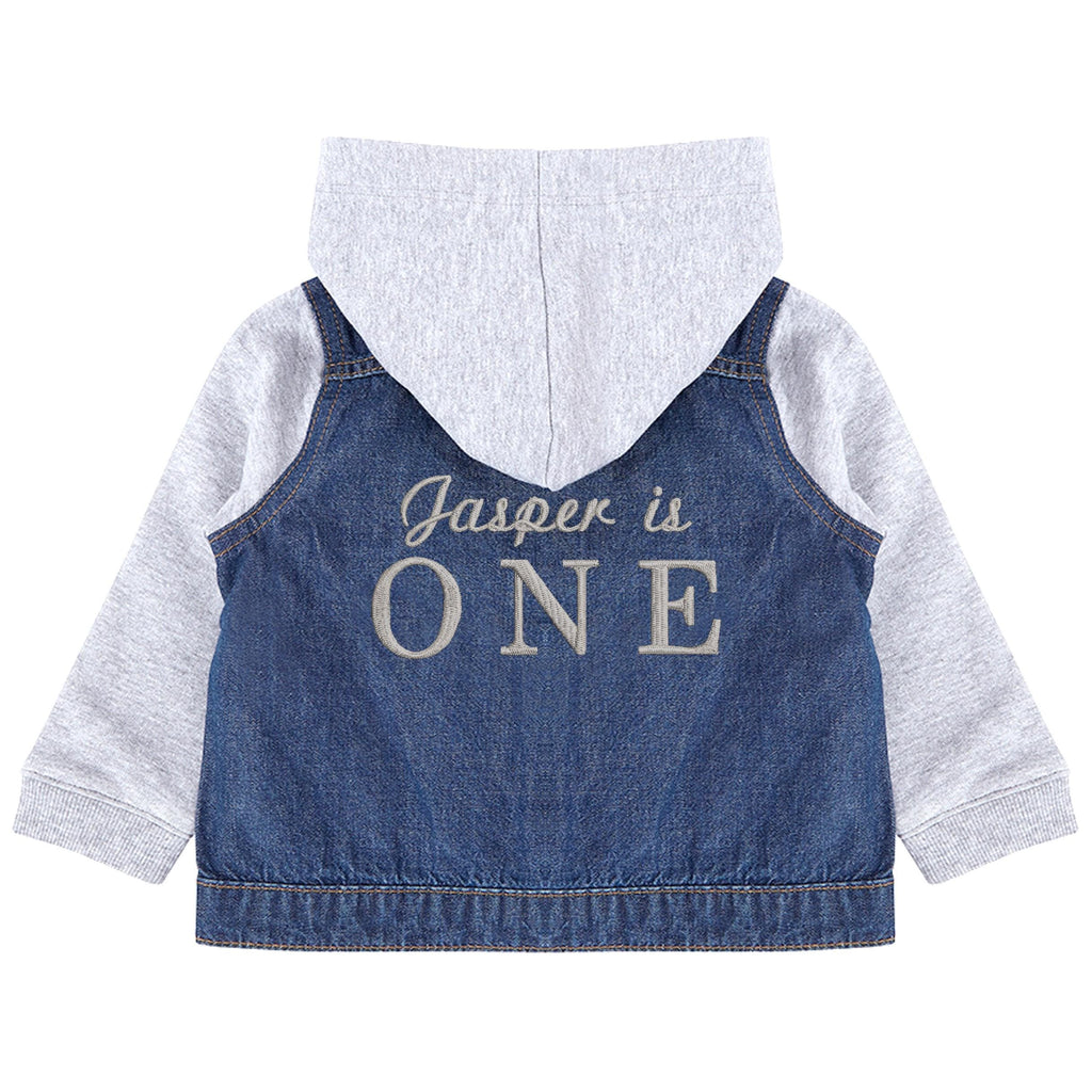 Embroidered Personalised Name Age Toddler & Kids Denim Jacket 1st Birthday Gift