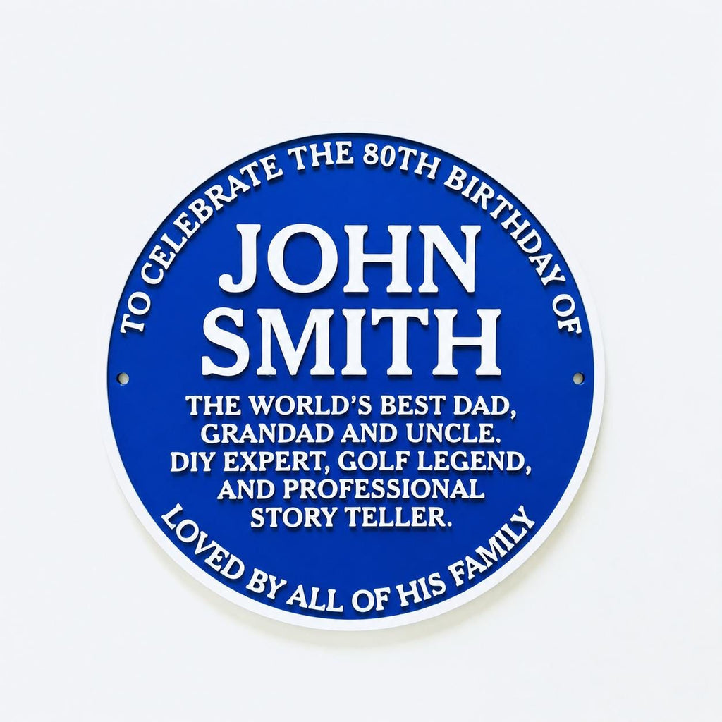 Personalised Blue Plaque - Fully Customised Heritage Style Wall Plate Sign Gift