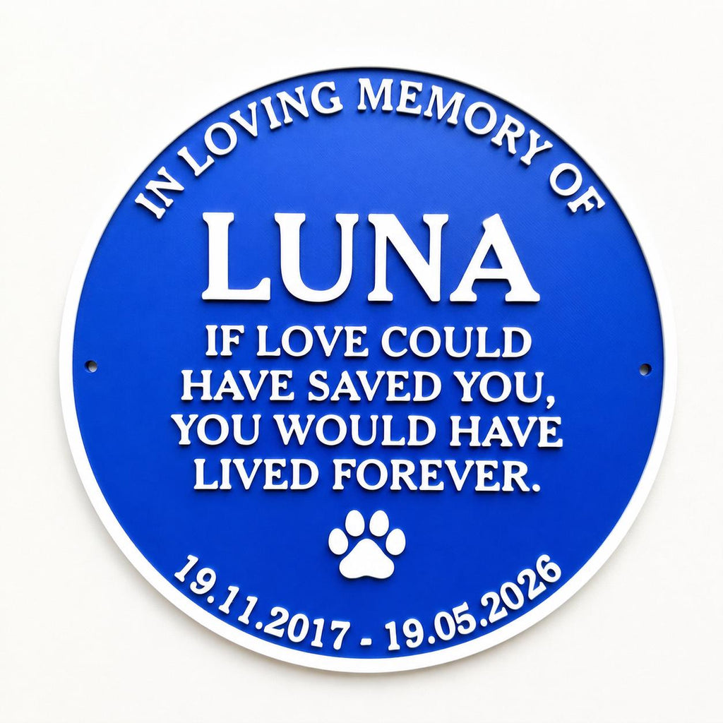 Personalised Pet Memorial Blue Plaque - Heritage Style Dog Cat Wall Plate Sign