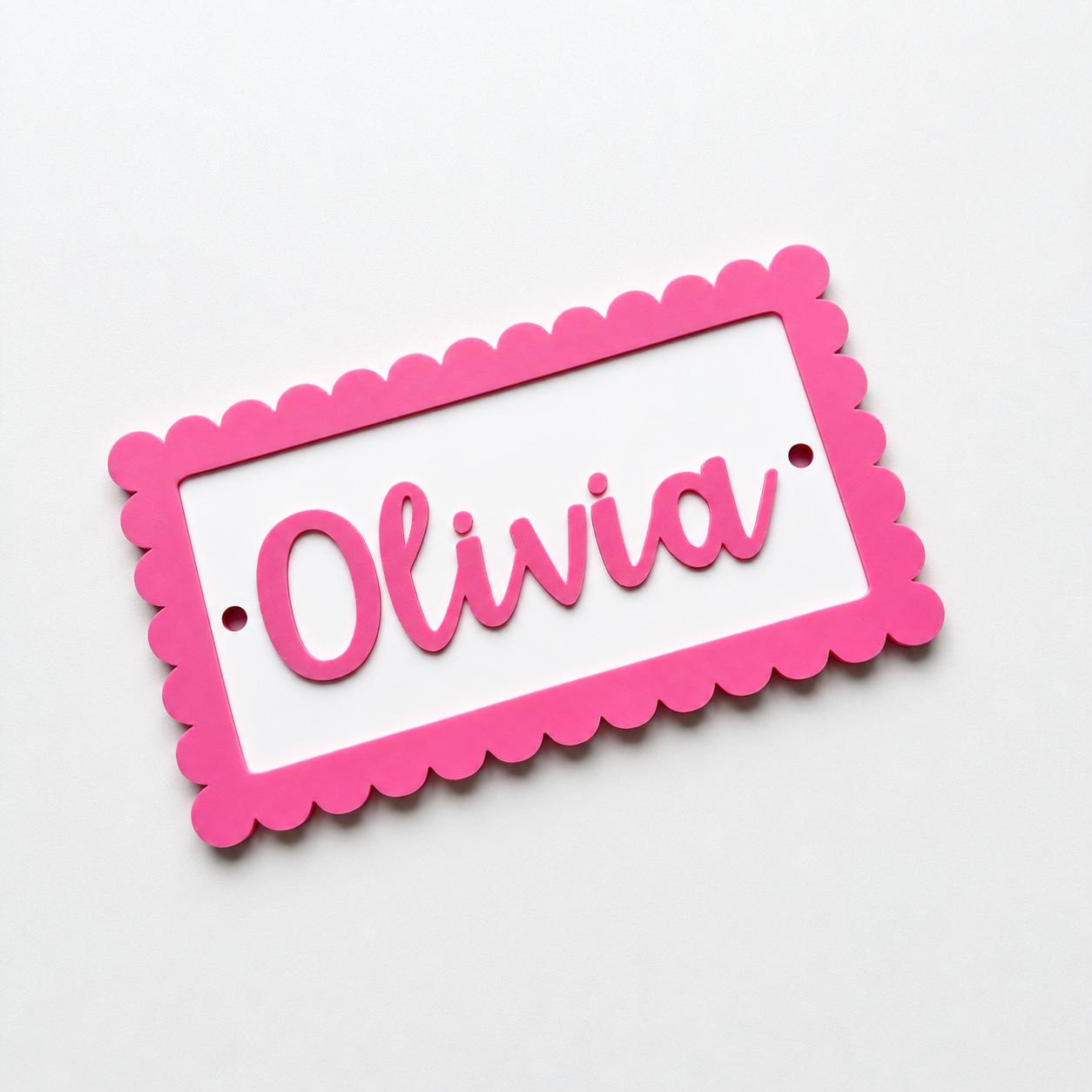 Personalised Name Door Sign – Custom Girls Bedroom Pink Decoration Plate Plaque