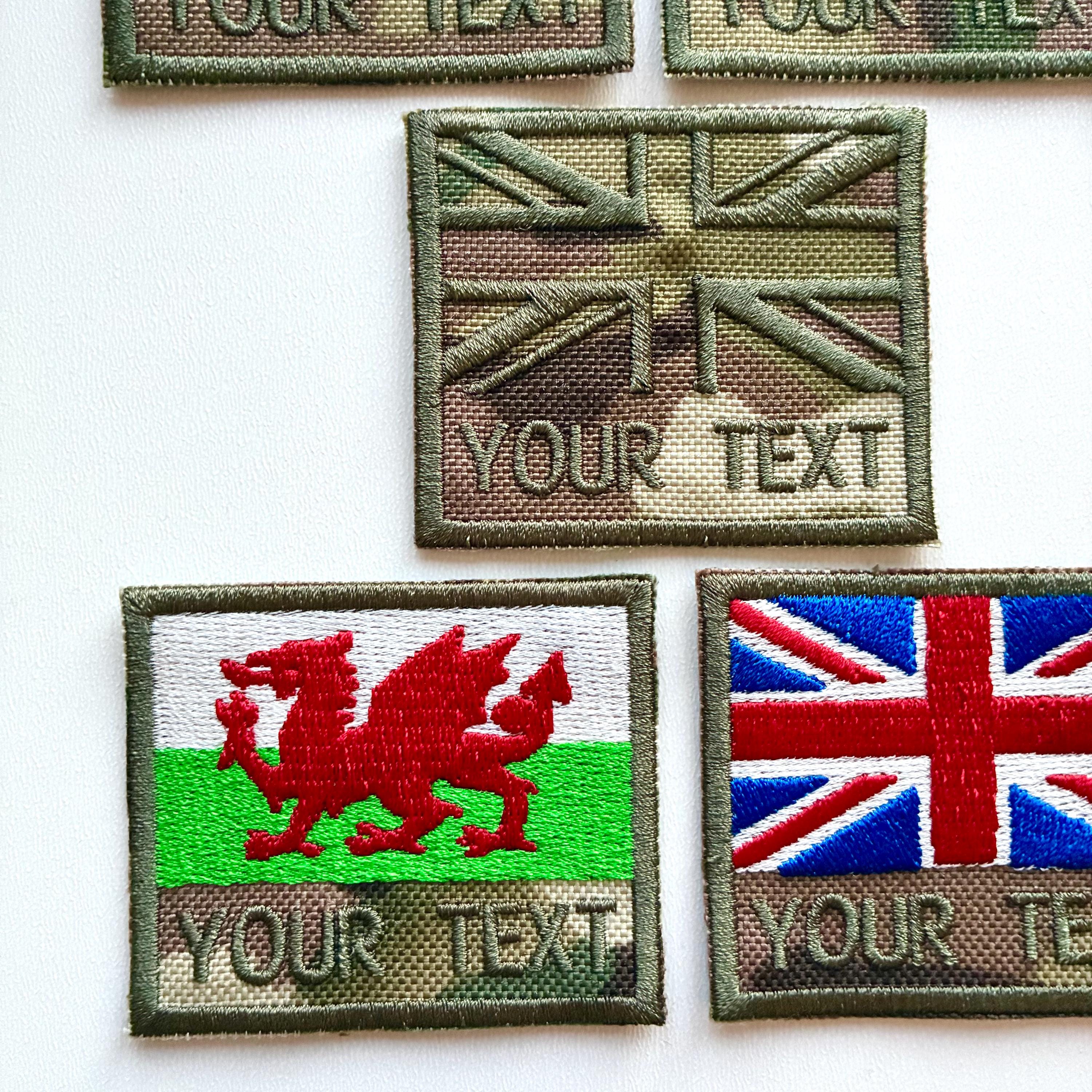 Personalised Embroidered Text Flag Camouflage Patch 60x50mm Sew/Iron/VELCRO®