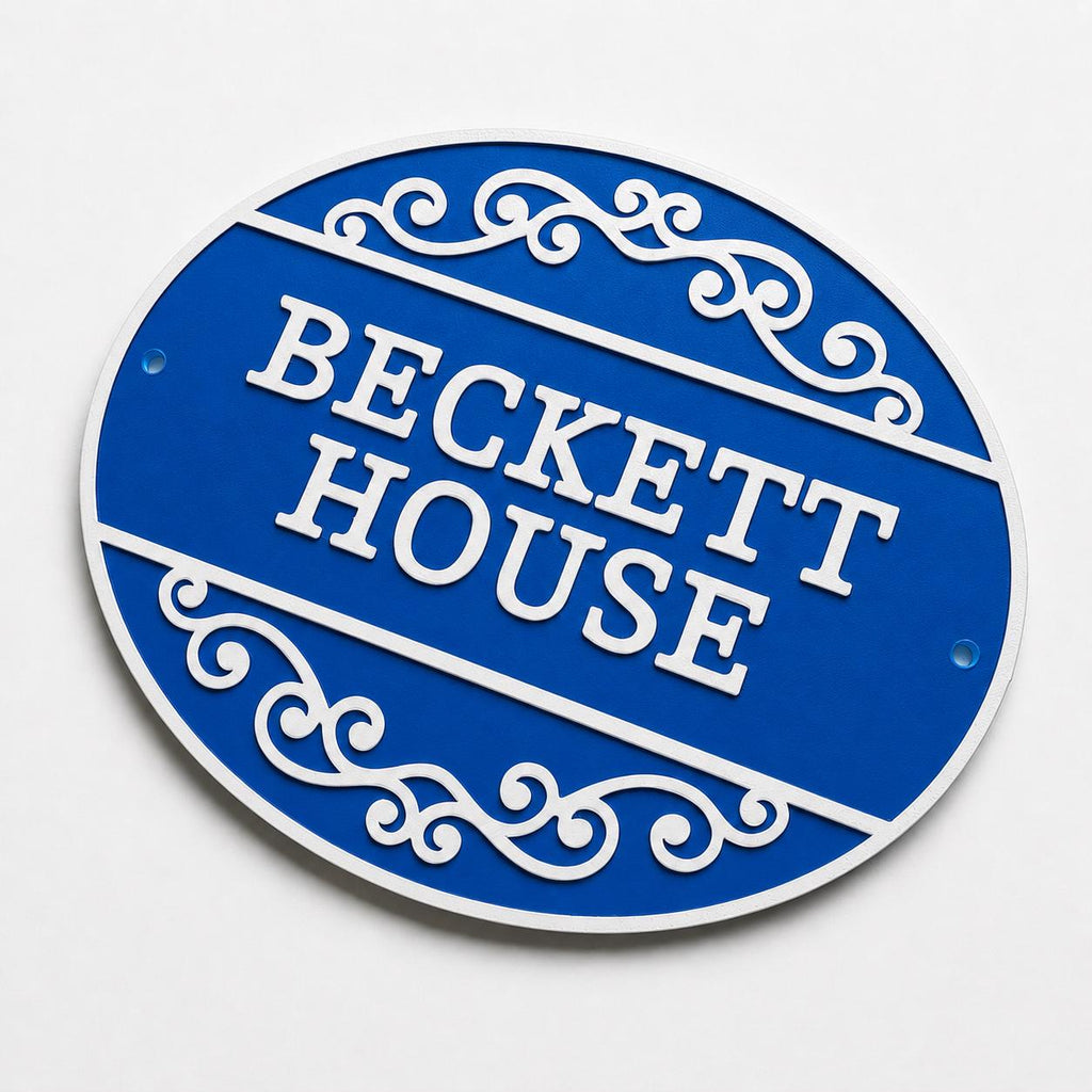 Personalised Text Sign Custom House Name Number Blue Plaque Garden Wall Plate