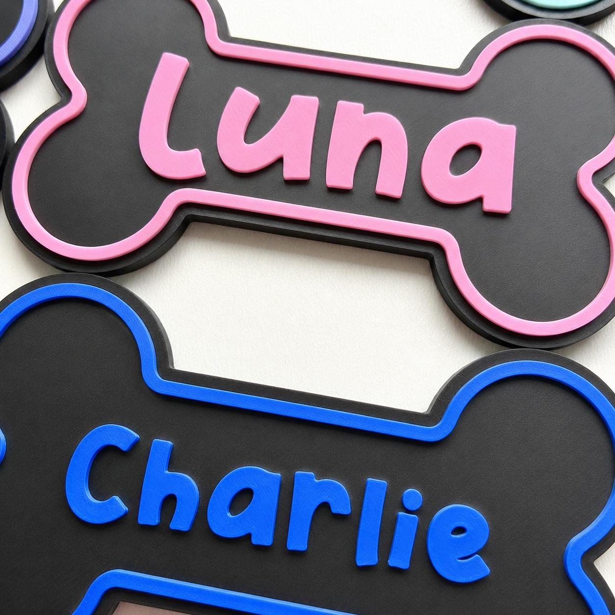 Personalised Dog Name Bone Sign – Custom Pet Crate Cage House Decoration Plate