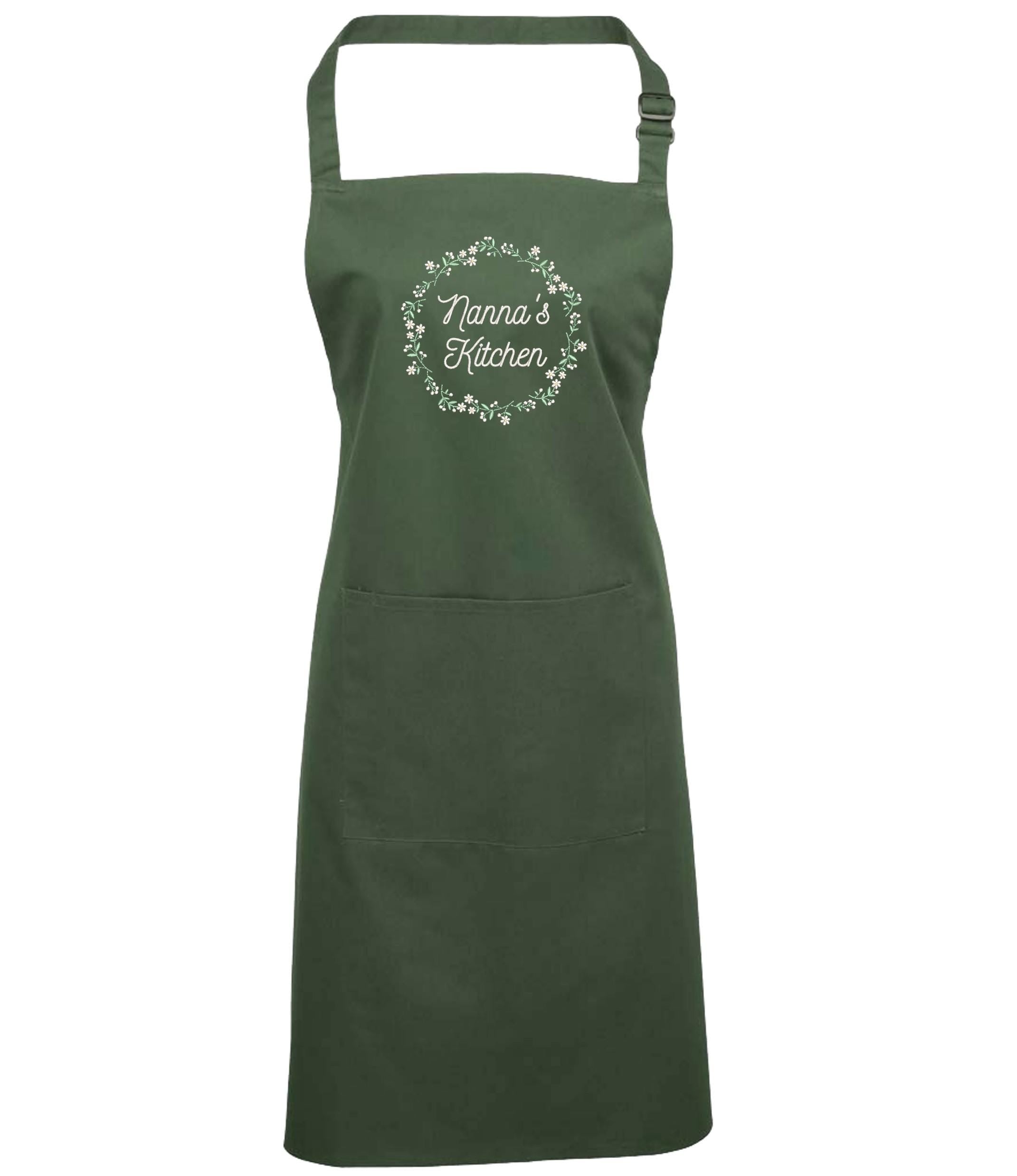 Embroidered Personalised Name Floral Wreath Apron Custom Text Kitchen Baking Gift