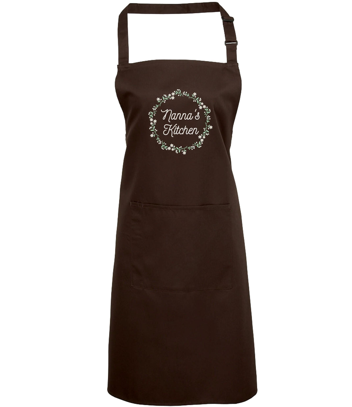 Embroidered Personalised Name Floral Wreath Apron Custom Text Kitchen Baking Gift
