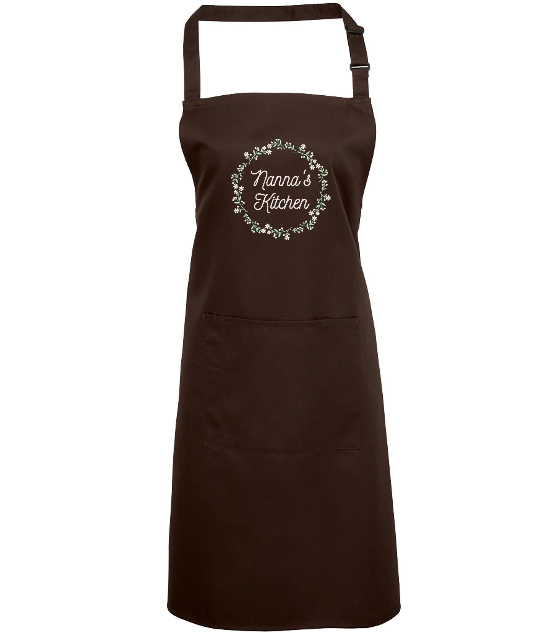 Embroidered Personalised Name Floral Wreath Apron Custom Text Kitchen Baking Gift