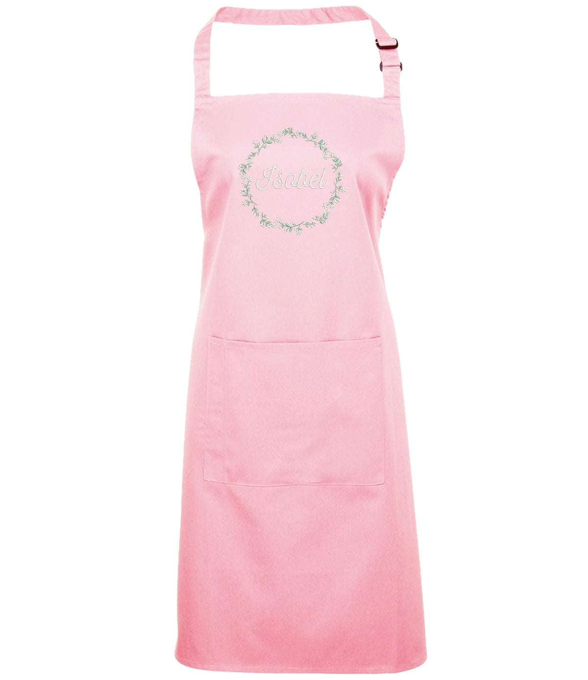 Embroidered Personalised Name Floral Wreath Apron Custom Text Kitchen Baking Gift