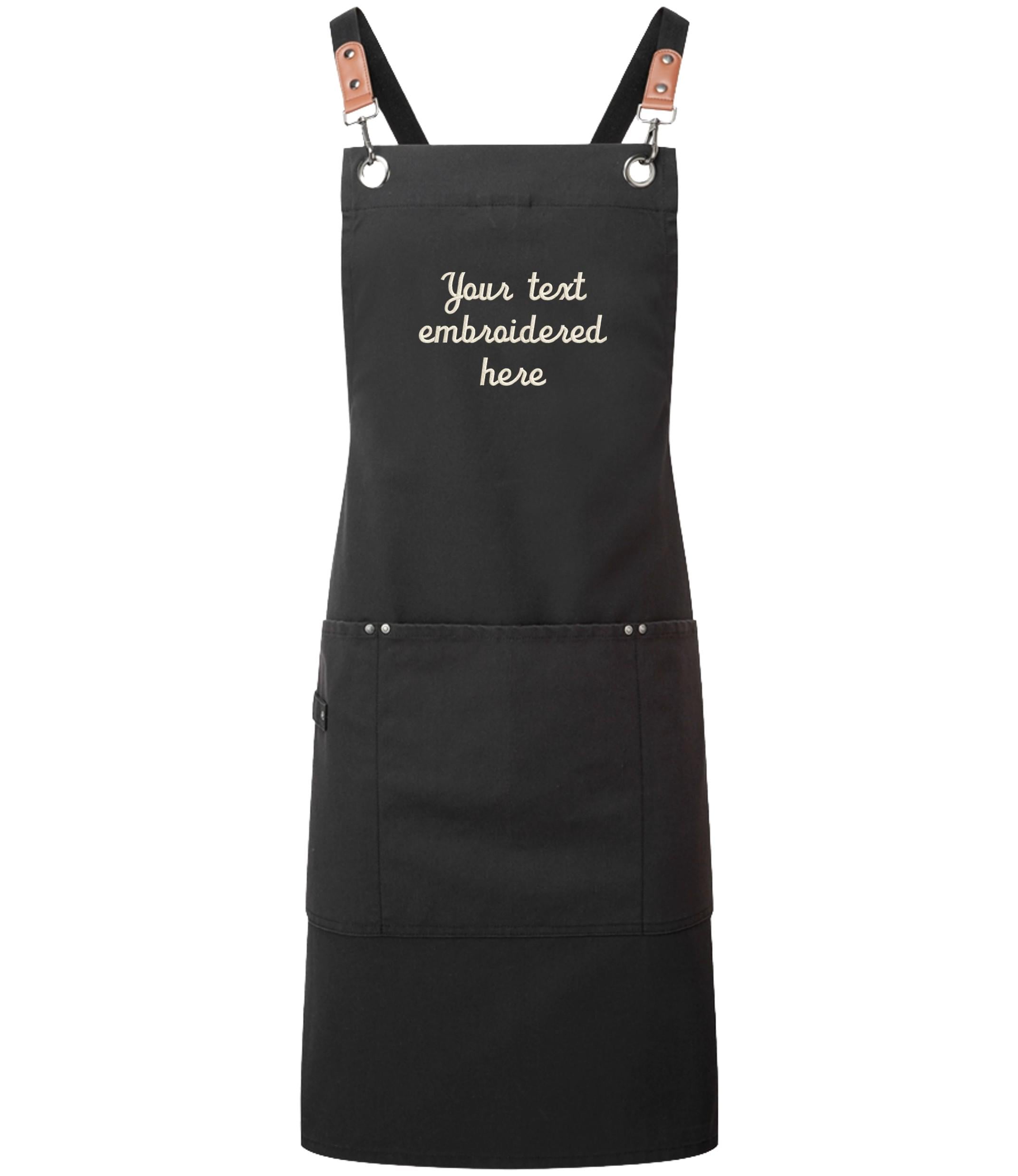 Embroidered Personalised Text Apron Custom Name Business Kitchen Baking Gift