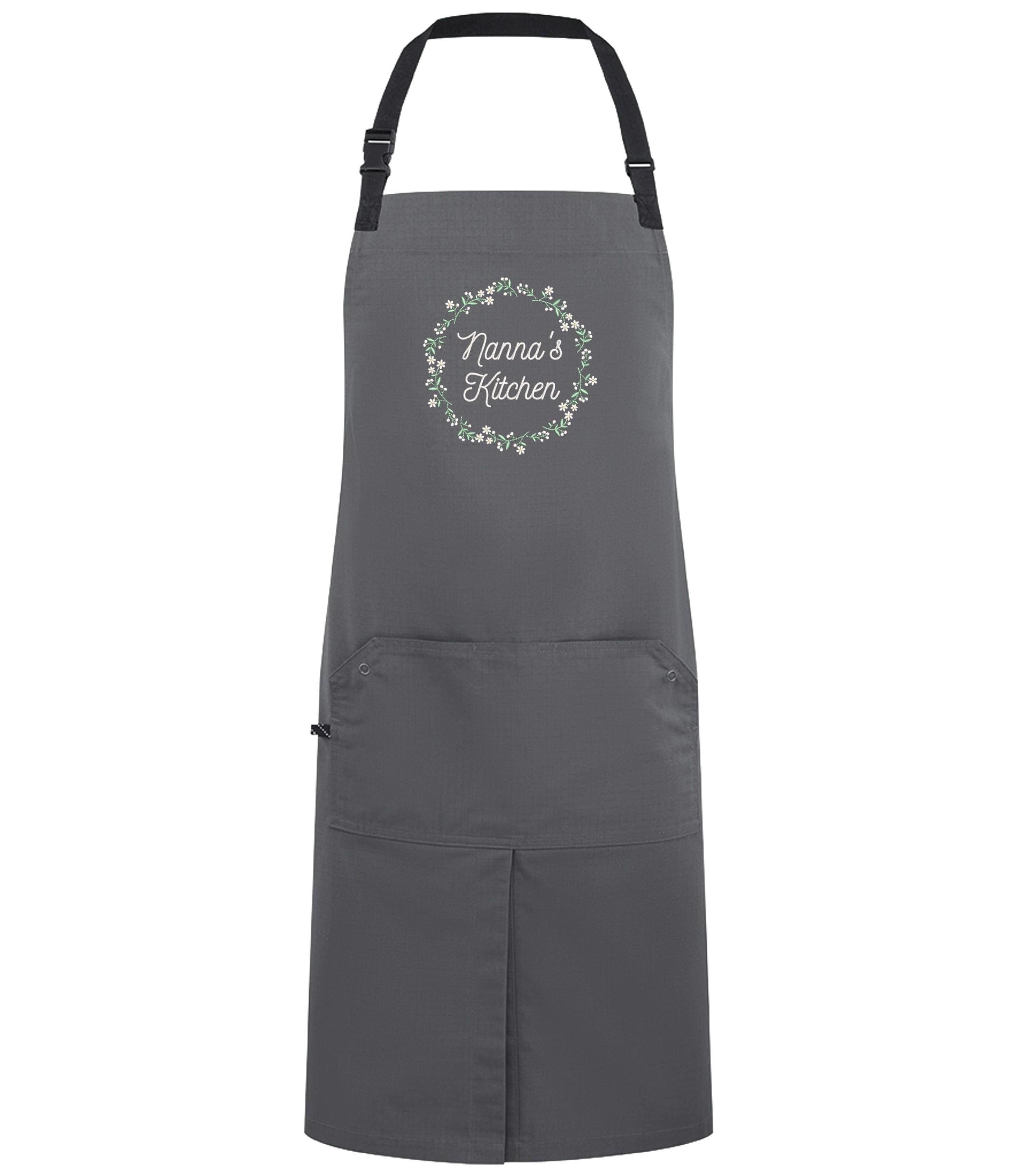 Embroidered Personalised Name Floral Wreath Apron Custom Text Kitchen Baking Gift