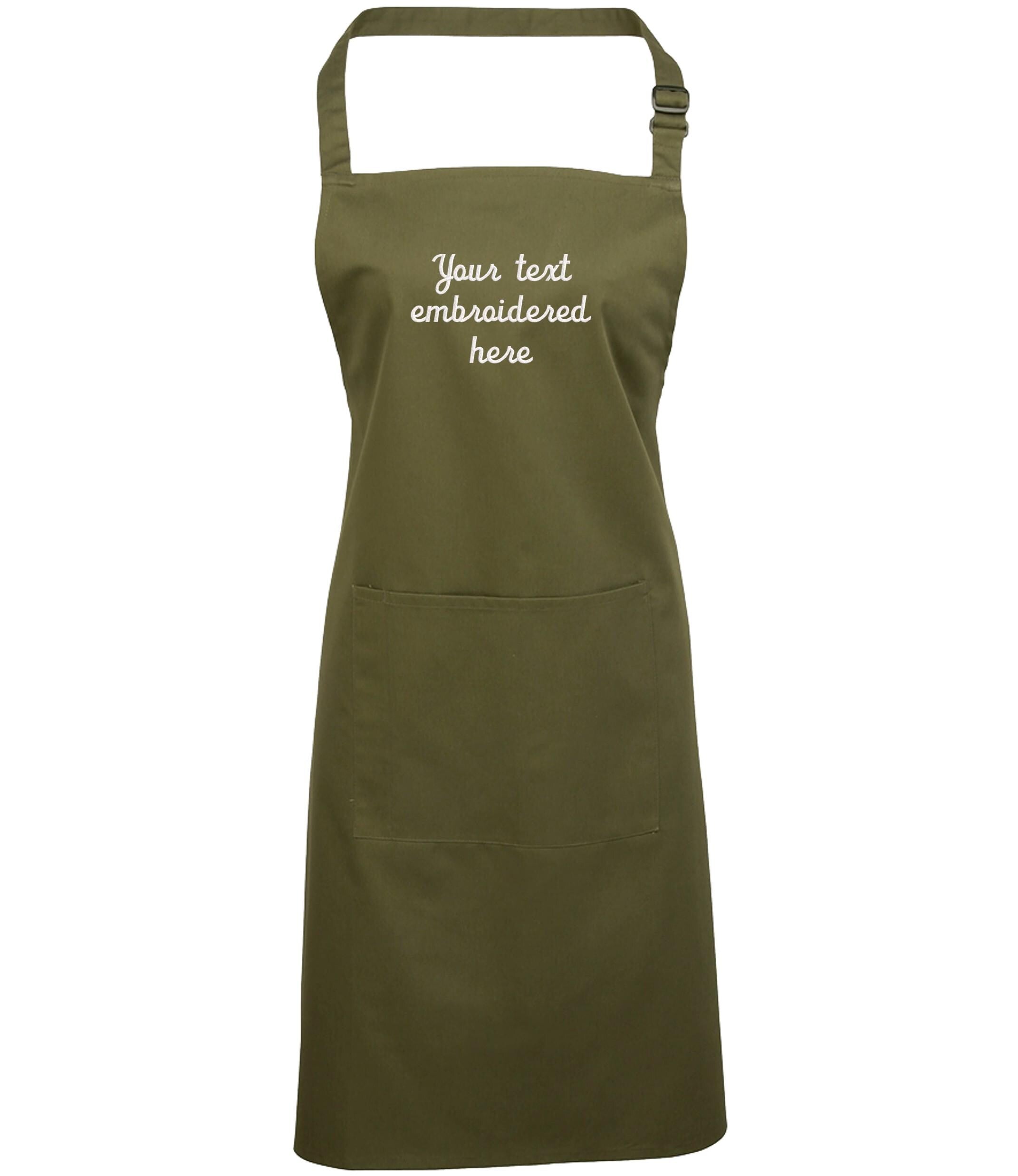 Embroidered Personalised Text Apron Custom Name Business Kitchen Baking Gift