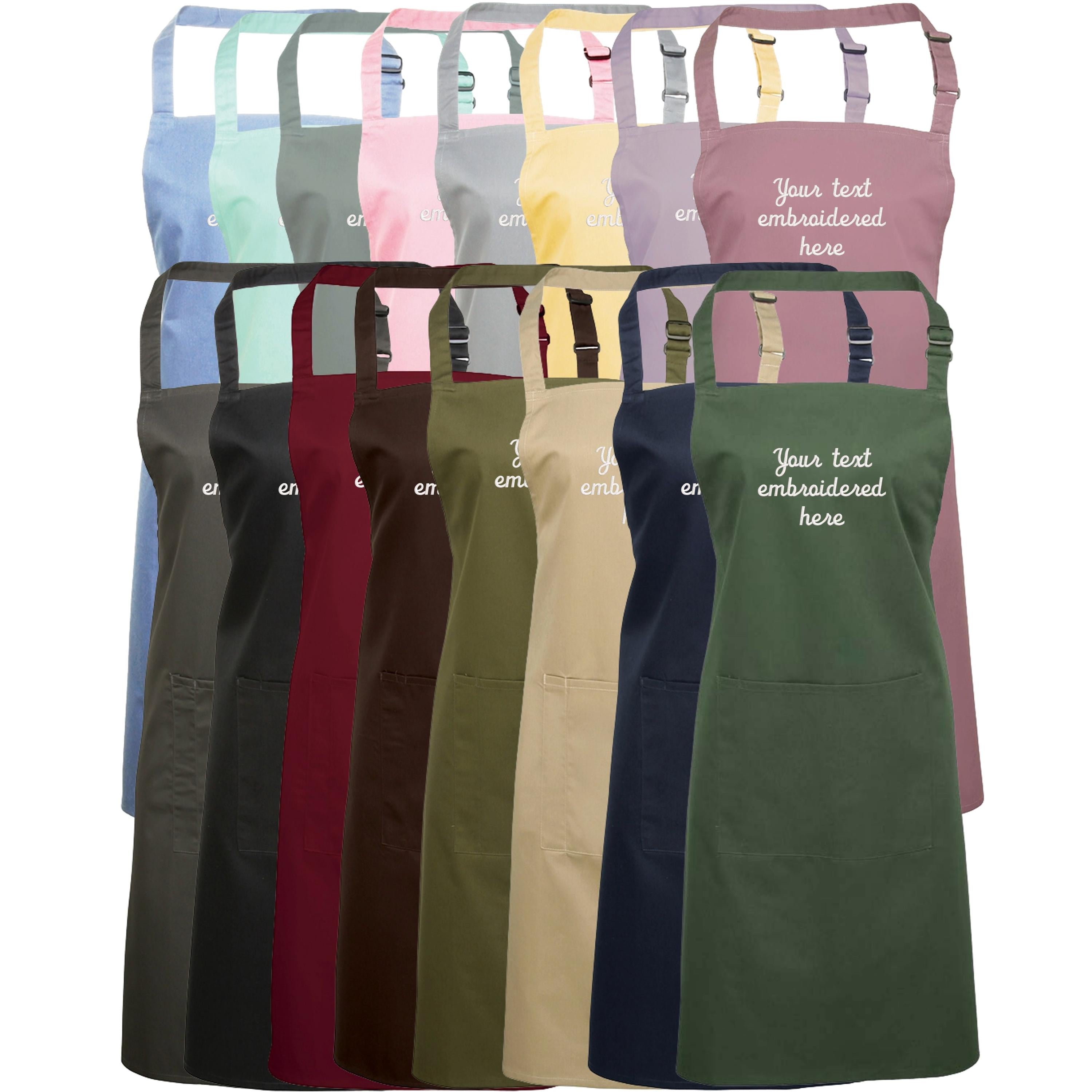 Embroidered Personalised Text Apron Custom Name Business Kitchen Baking Gift