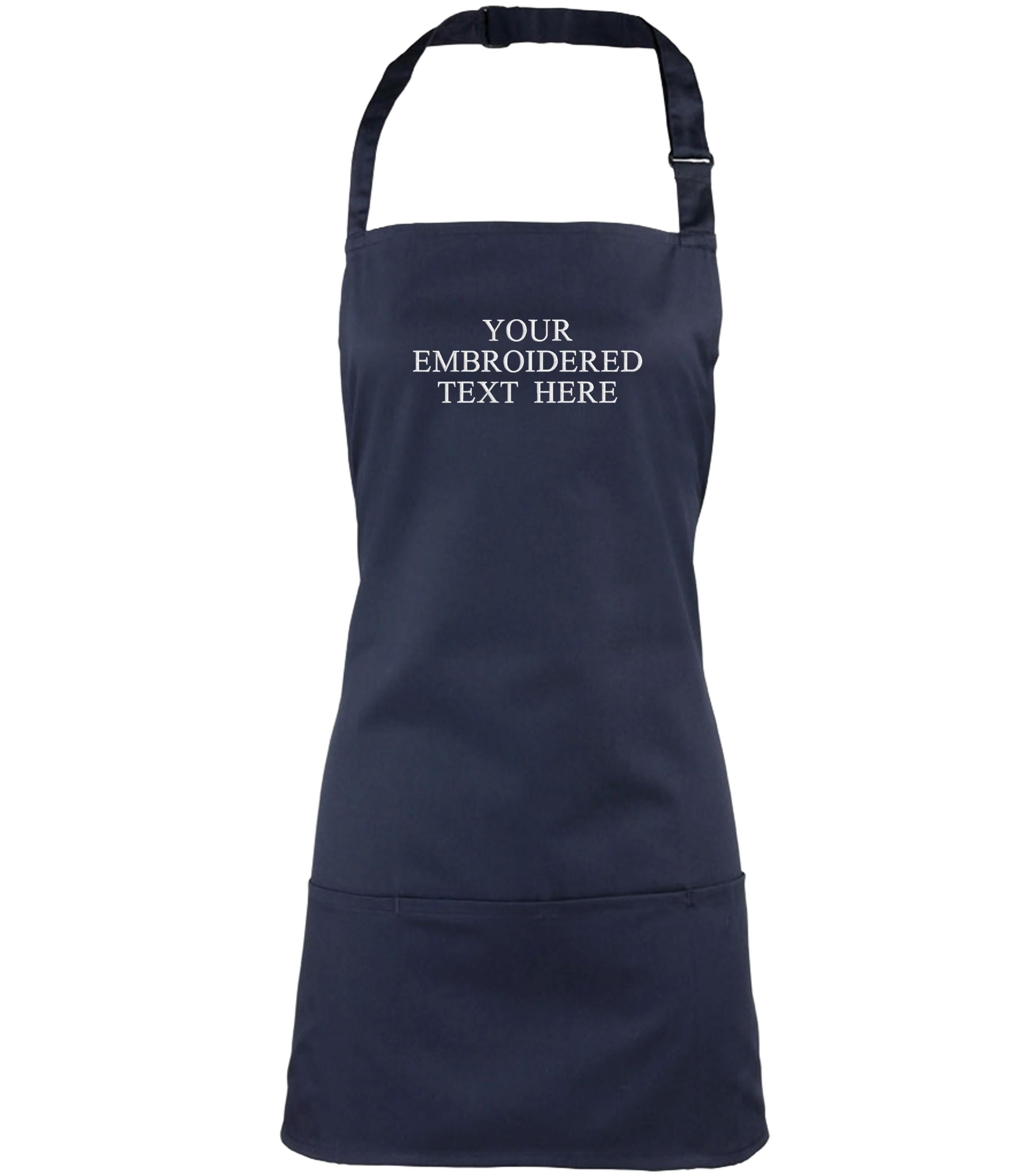 Embroidered Personalised Text 2 in 1 Short Apron Custom Name Business Kitchen Baking Gift