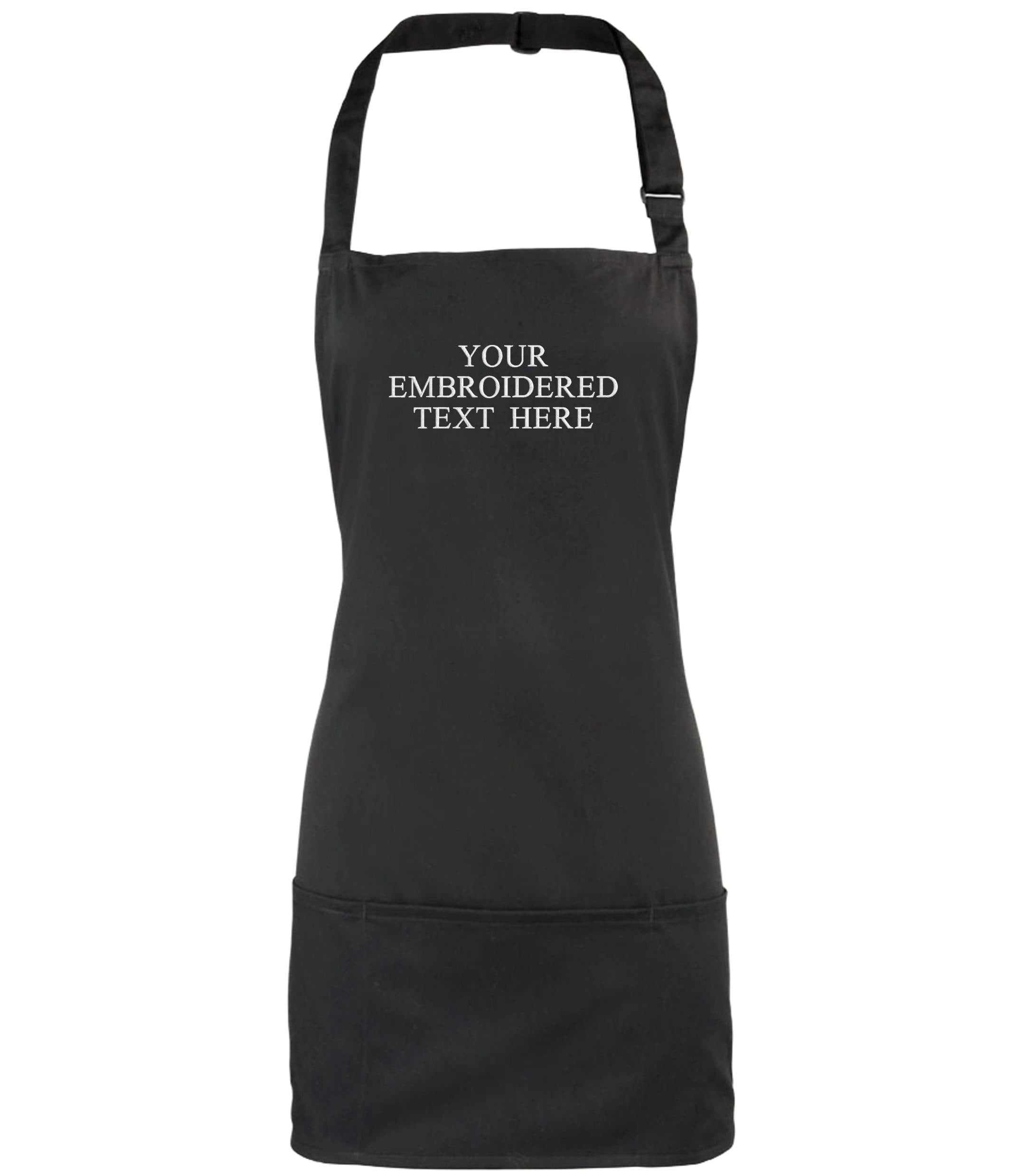 Embroidered Personalised Text 2 in 1 Short Apron Custom Name Business Kitchen Baking Gift