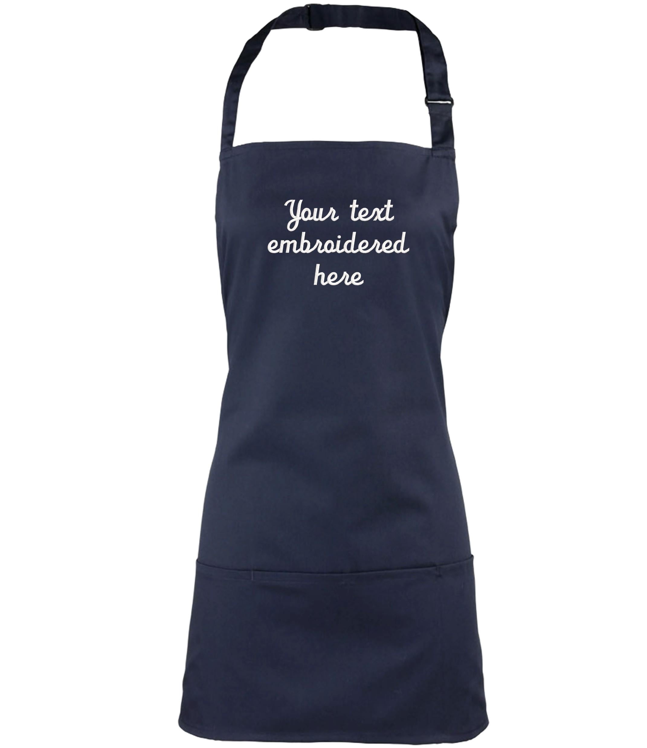 Embroidered Personalised Text 2 in 1 Short Apron Custom Name Business Kitchen Baking Gift