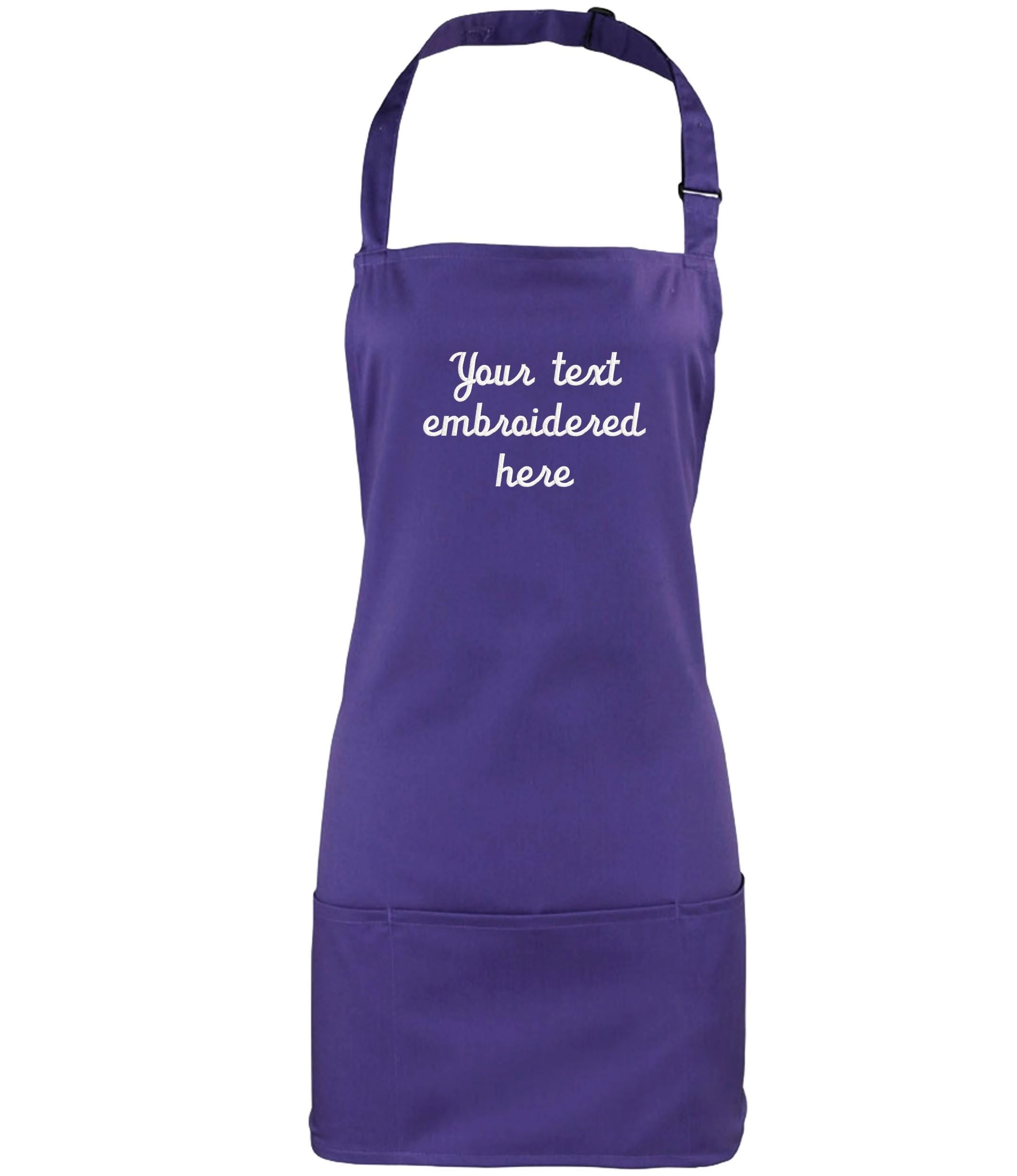 Embroidered Personalised Text 2 in 1 Short Apron Custom Name Business Kitchen Baking Gift