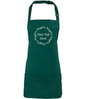 Embroidered Personalised Name Floral Wreath 2 in 1 Short Apron Custom Text Kitchen Baking Gift