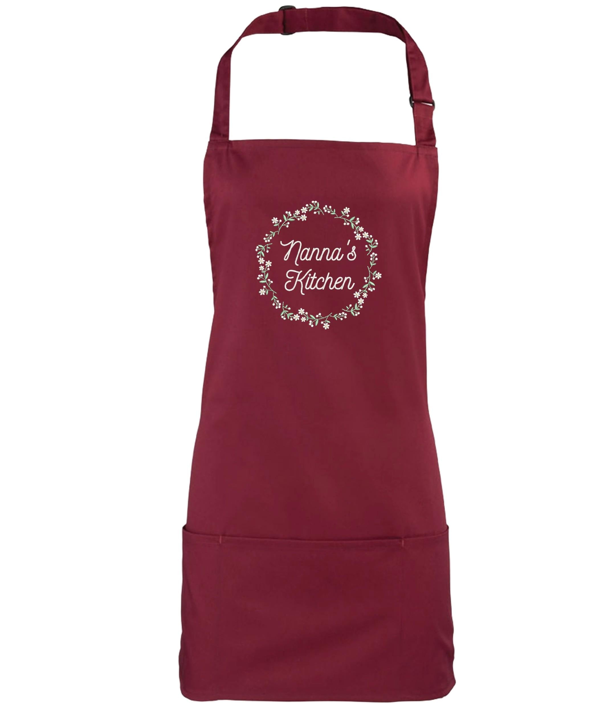 Embroidered Personalised Name Floral Wreath 2 in 1 Short Apron Custom Text Kitchen Baking Gift