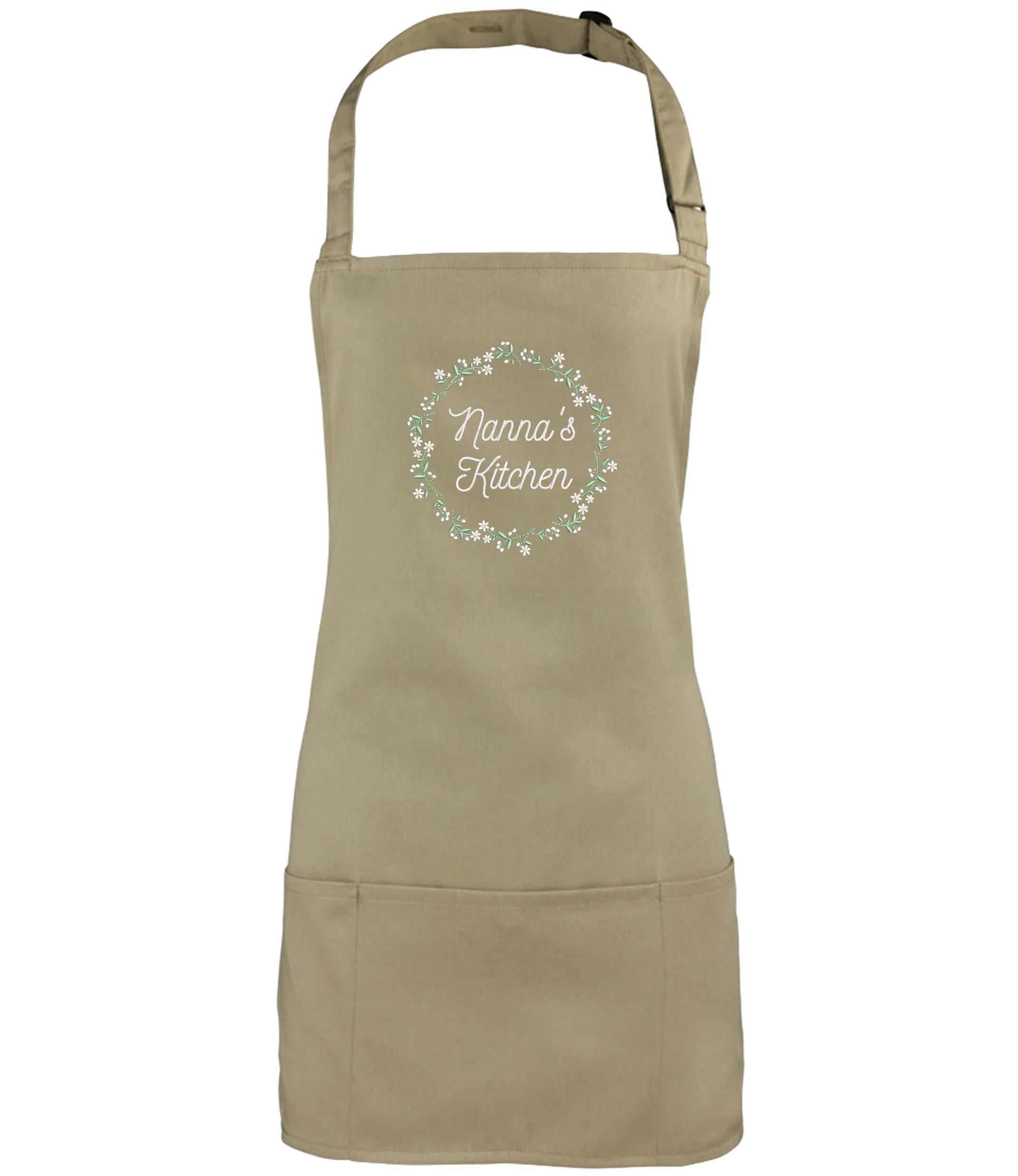 Embroidered Personalised Name Floral Wreath 2 in 1 Short Apron Custom Text Kitchen Baking Gift