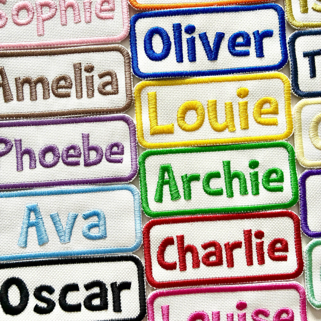 Personalised Embroidered Name Patch Iron On & Sew On Custom Text Badge (C1)