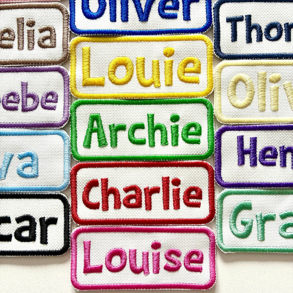Personalised Embroidered Name Patch Iron On & Sew On Custom Text Badge (C1)