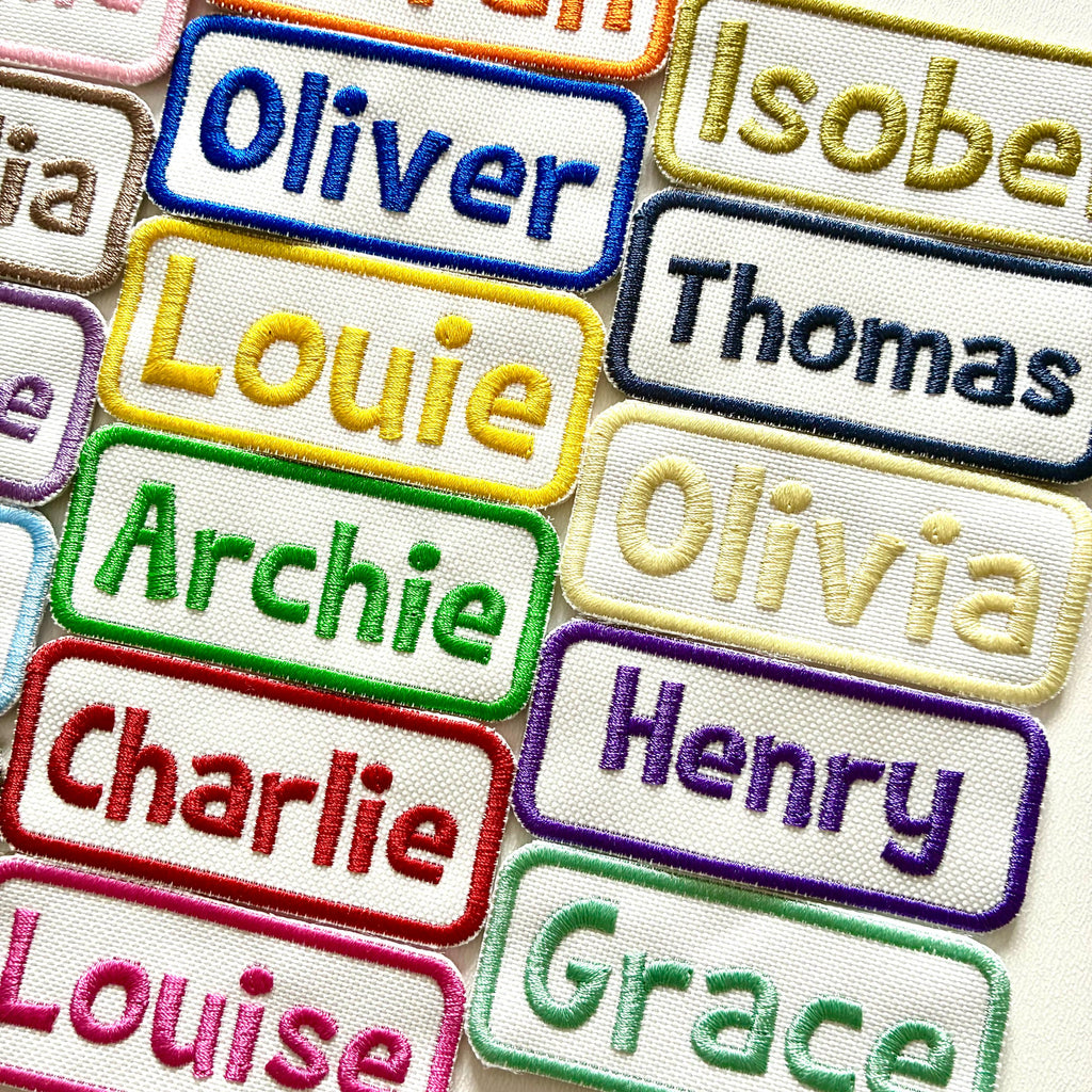 Personalised Embroidered Name Patch Iron On & Sew On Custom Text Badge (C1)