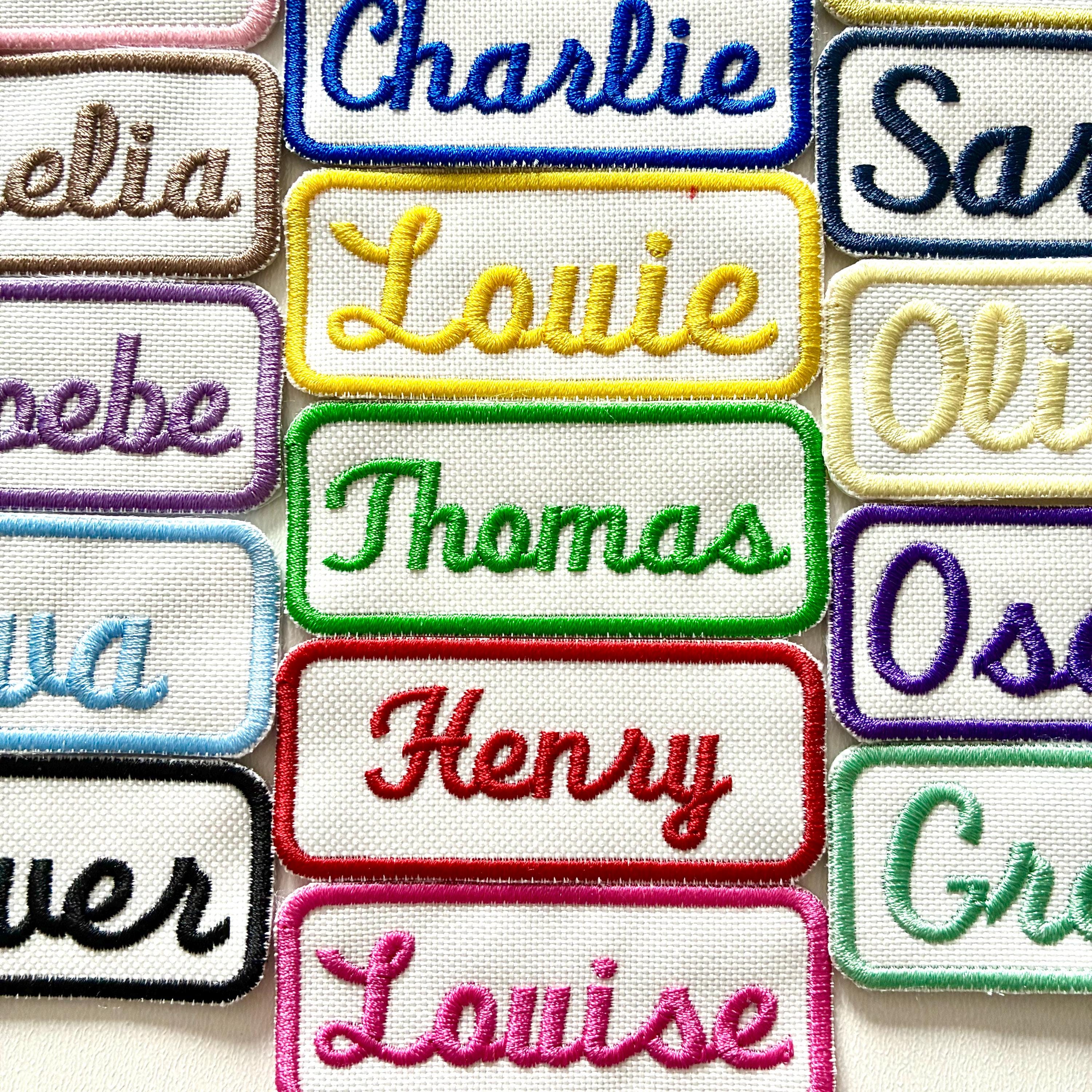 Personalised Embroidered Name Patch Iron On & Sew On Custom Text Badge (C2)
