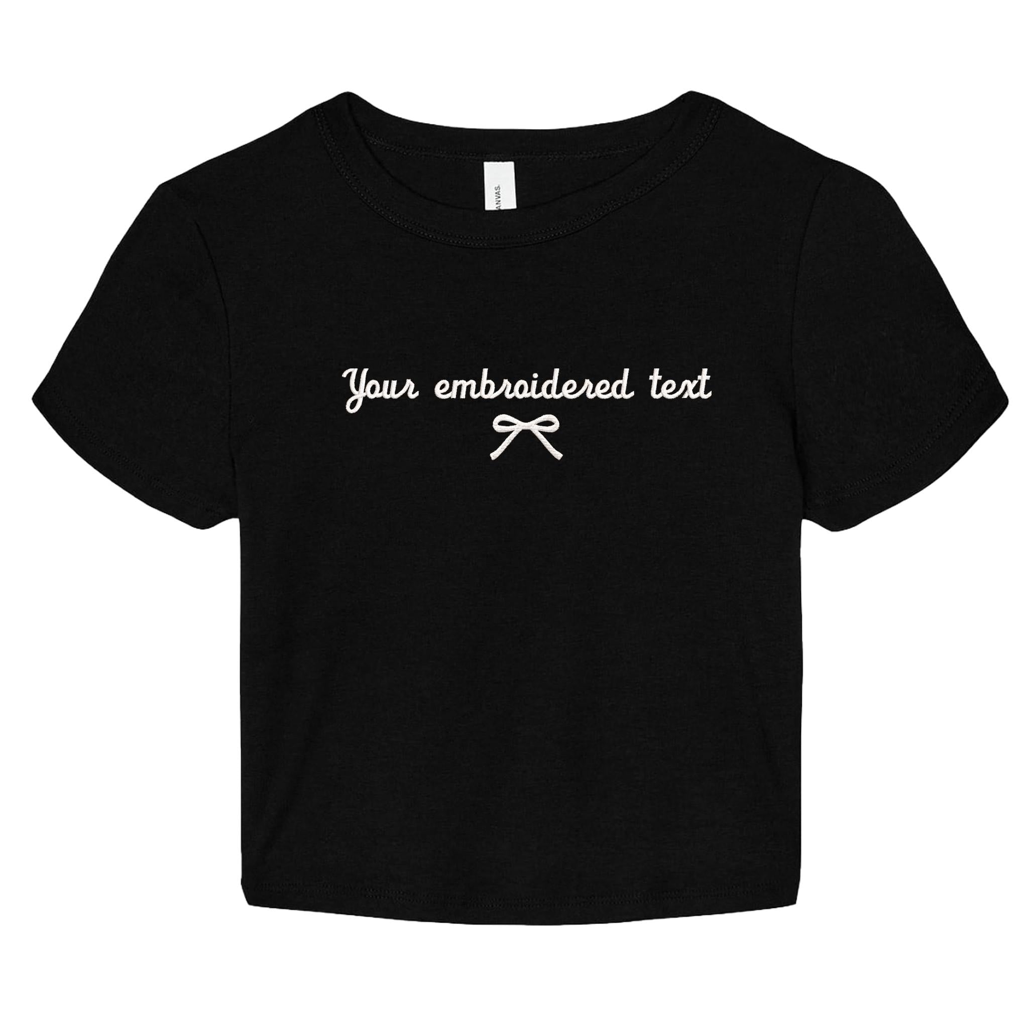 Embroidered Personalised Ladies Baby Tee Custom Text Cropped T-Shirt Top