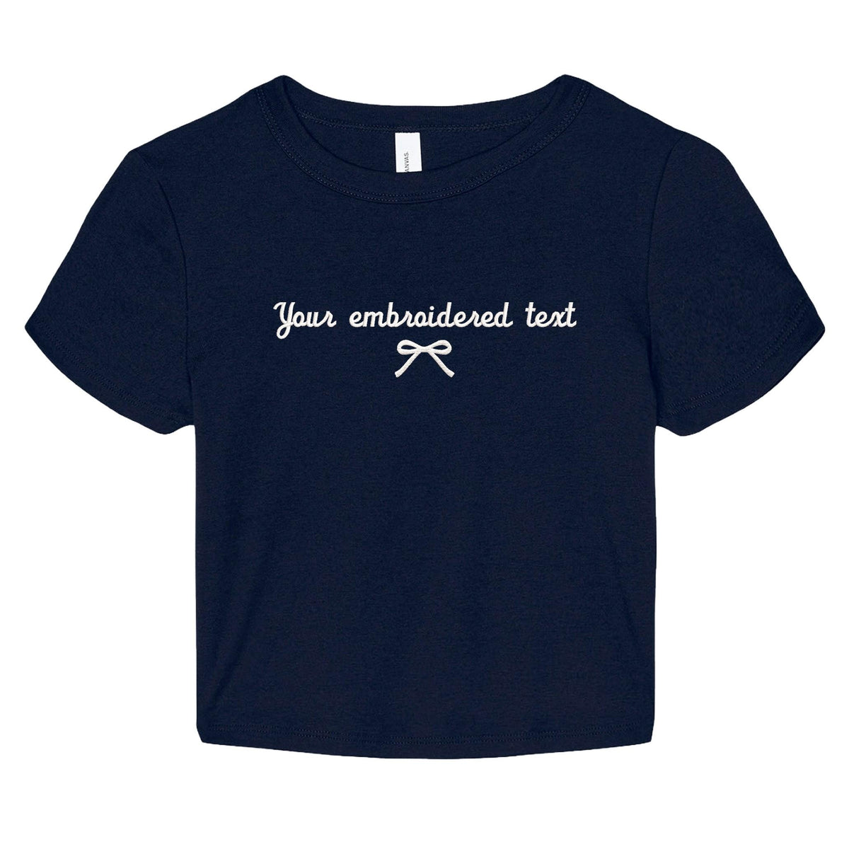 Embroidered Personalised Ladies Baby Tee Custom Text Cropped T-Shirt Top