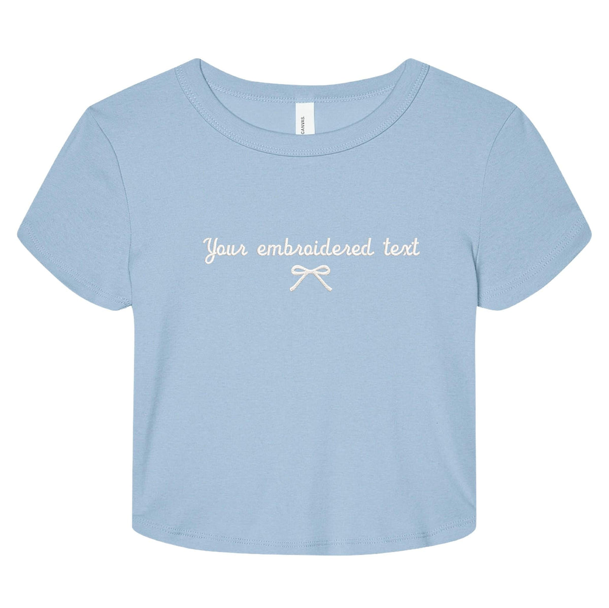 Embroidered Personalised Ladies Baby Tee Custom Text Cropped T-Shirt Top