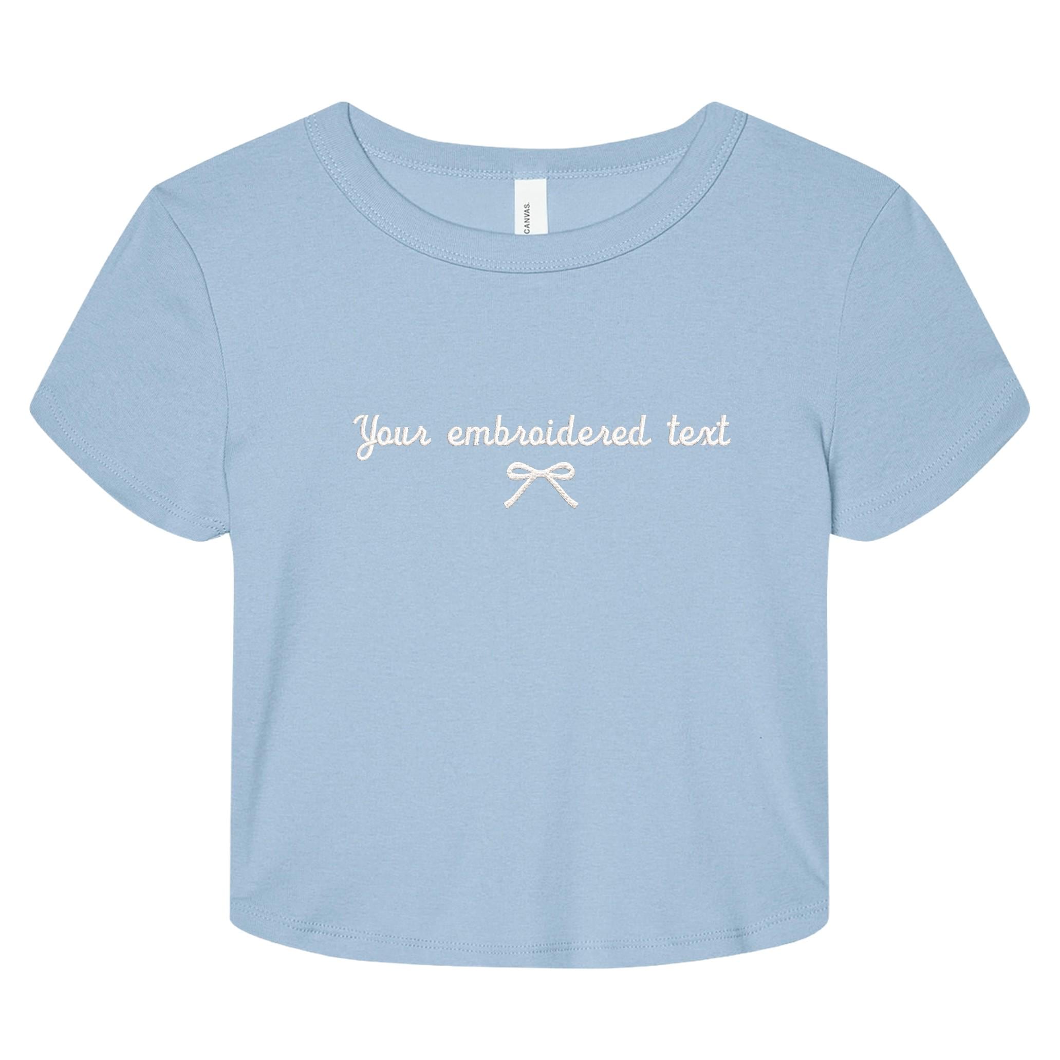 Embroidered Personalised Ladies Baby Tee Custom Text Cropped T-Shirt Top