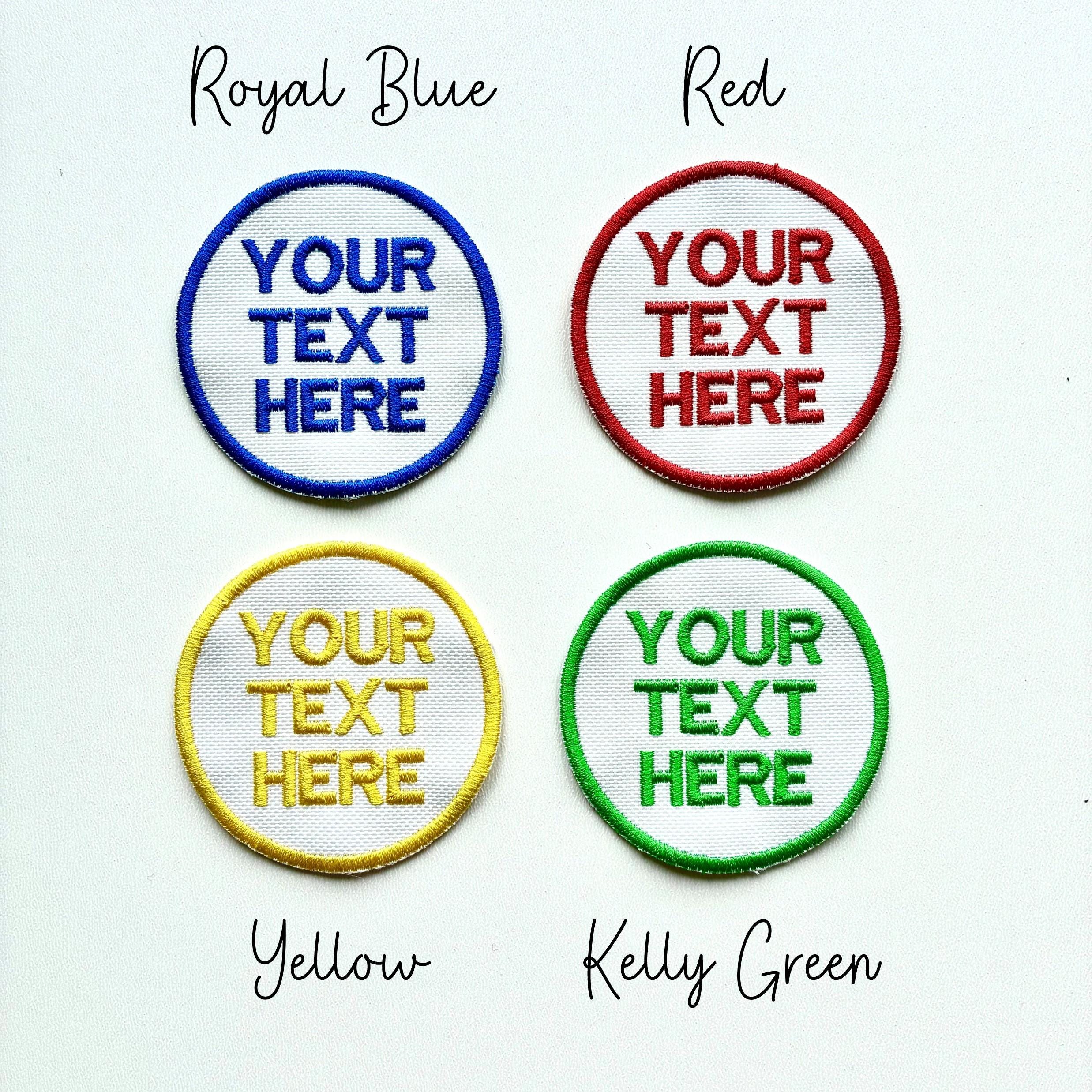 Personalised Embroidered Text Circle Patch Iron On & Sew On Custom Name Badge