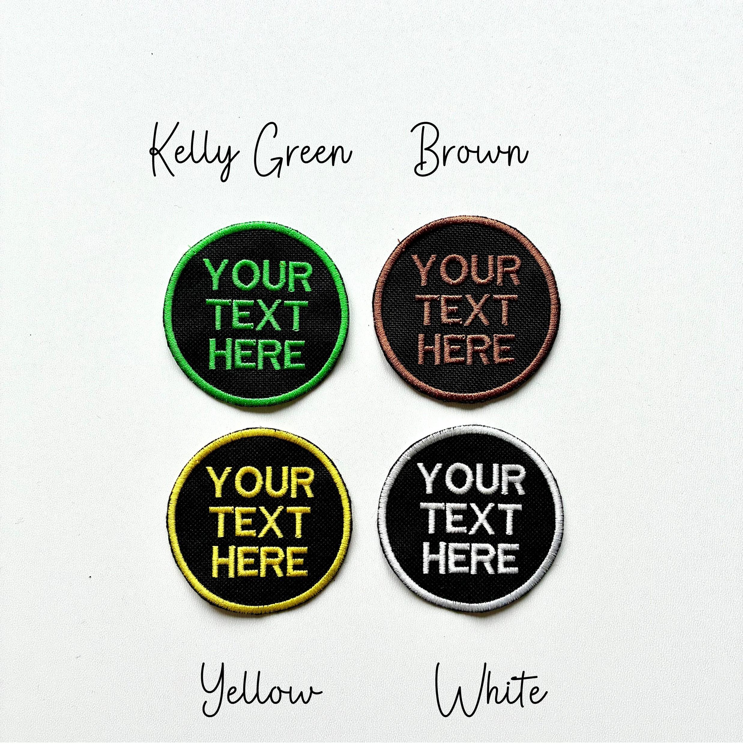 Personalised Embroidered Text Circle Patch Iron On & Sew On Custom Name Badge